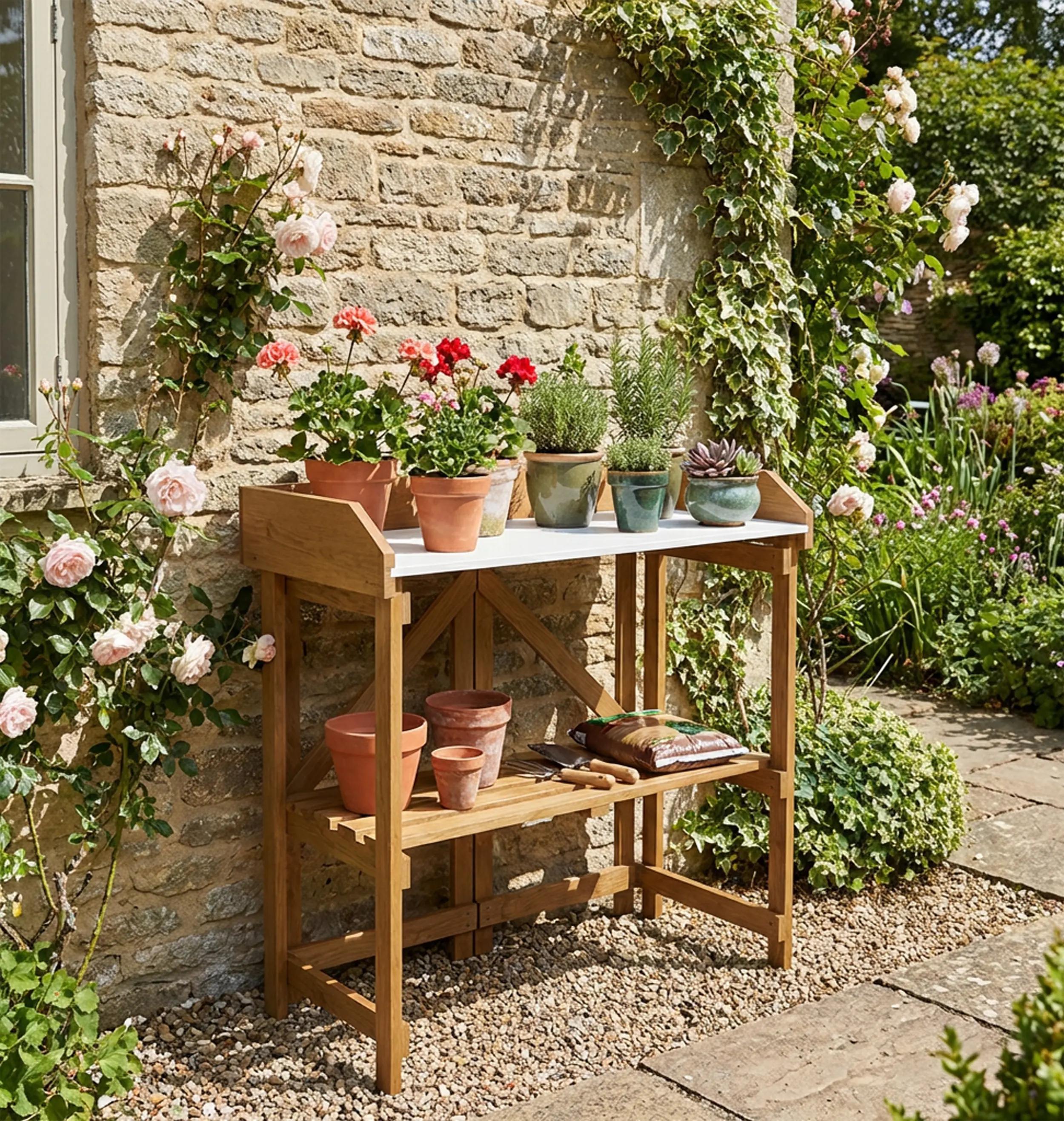 Primaster Pflanztisch mit Ablage Cala Holz 85 x 44 cm