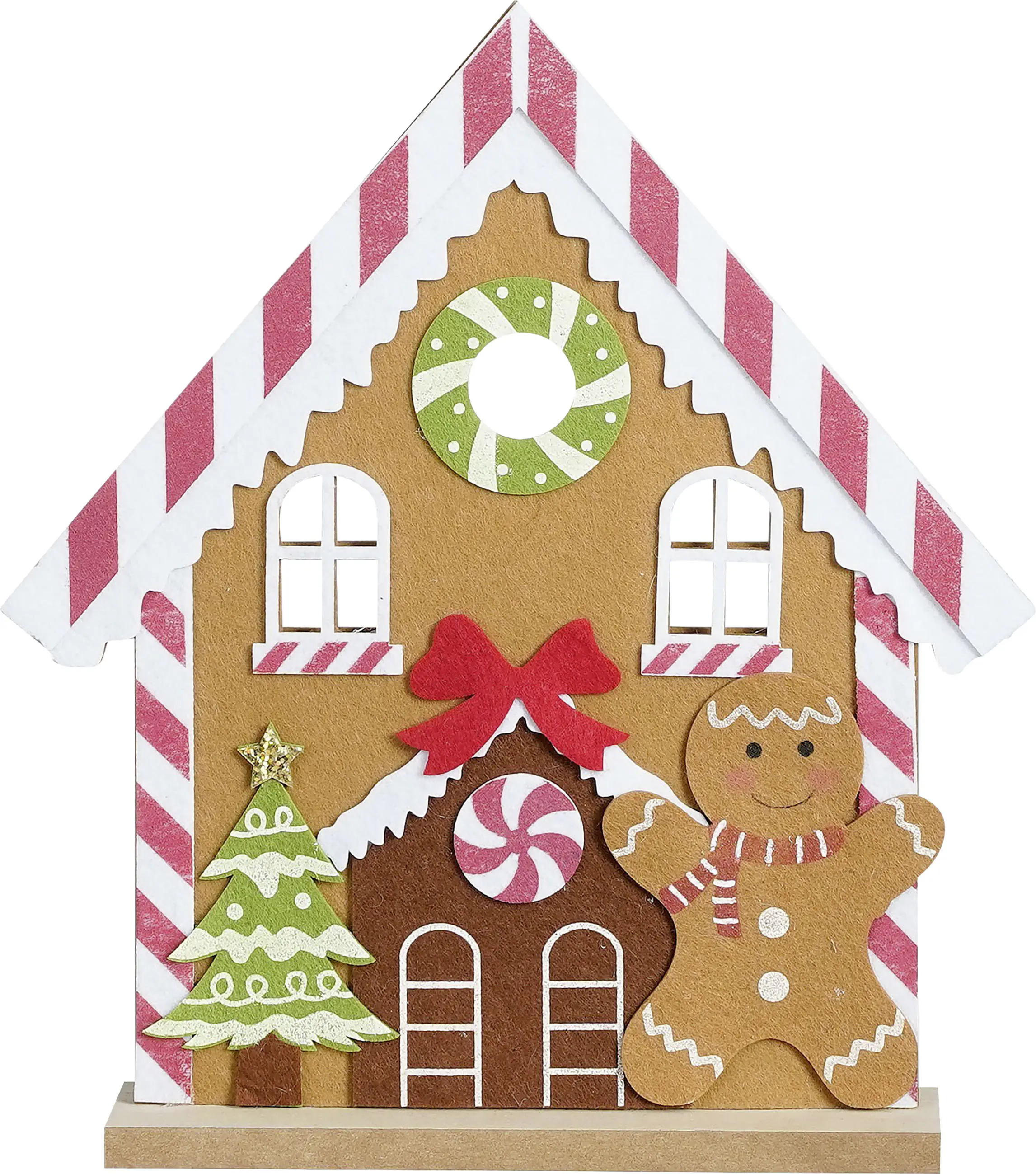 House of Seasons Pfefferkuchenhaus Polyester 33,5 x 30 x 6 cm braun-rot