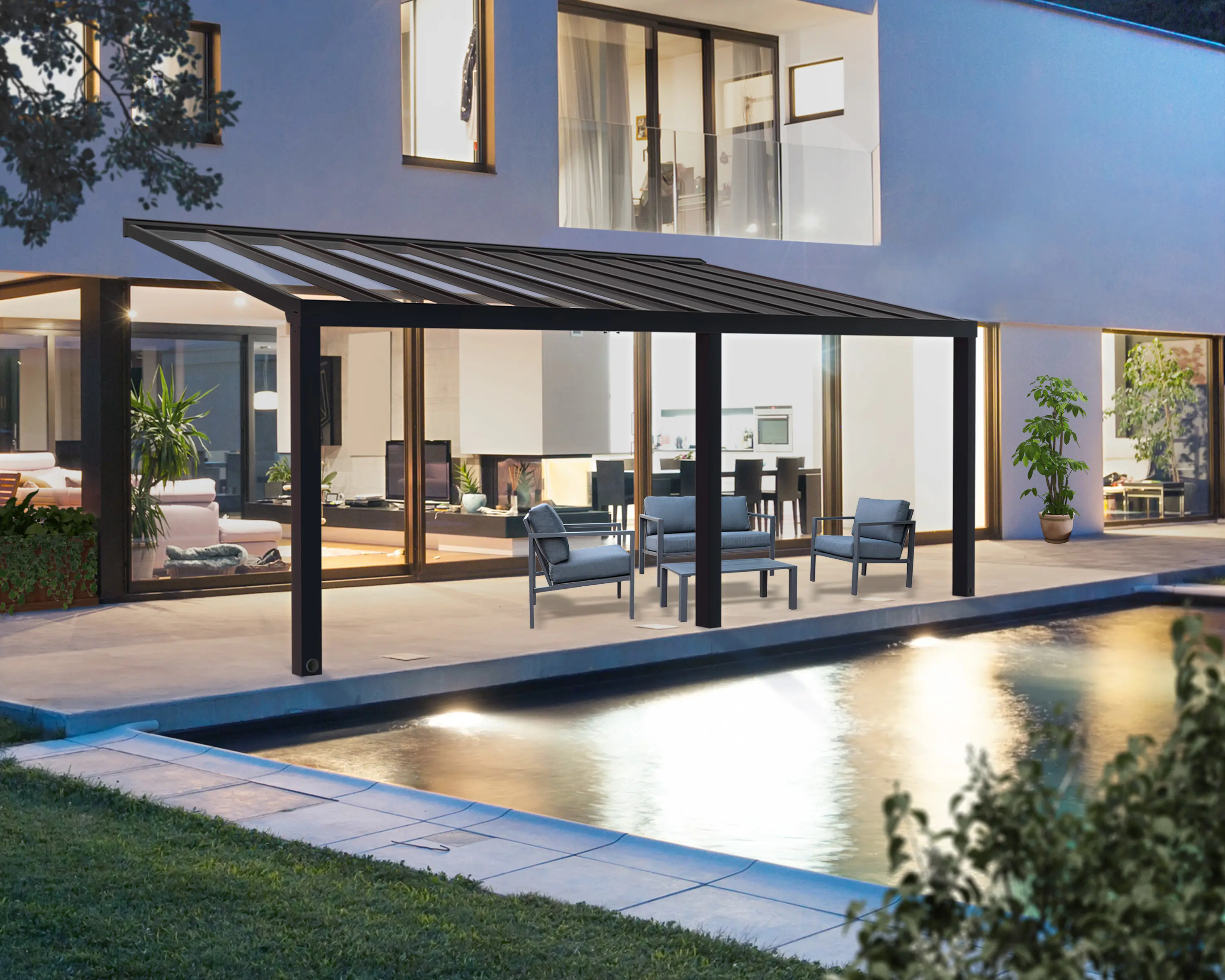 Canopia Terrassenüberdachung Stockholm  732 x 330,5 cm anthrazit