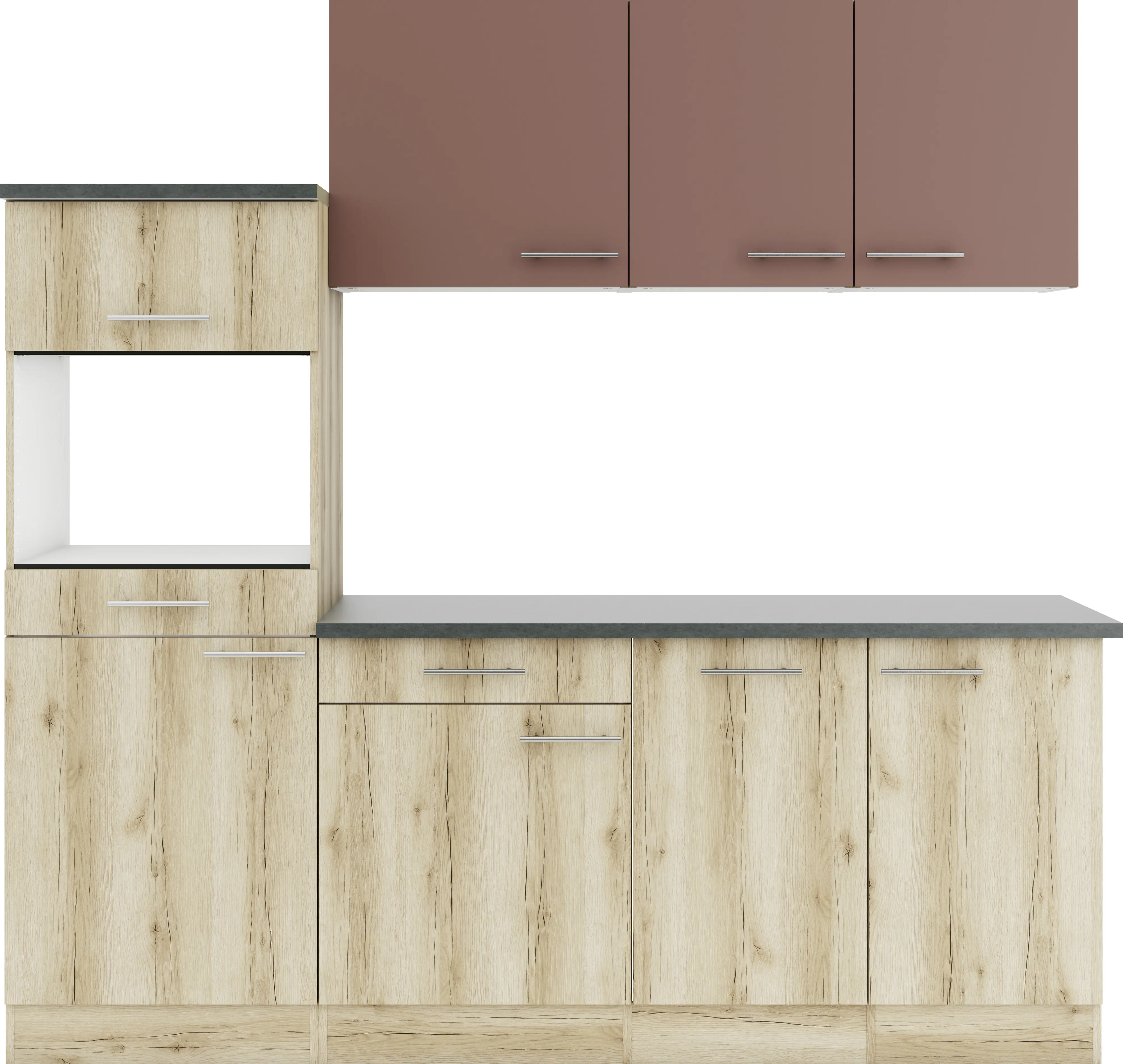 Optifit Küchenblock Bari 407 ohne Geräte rostrot/wildeiche 210 cm