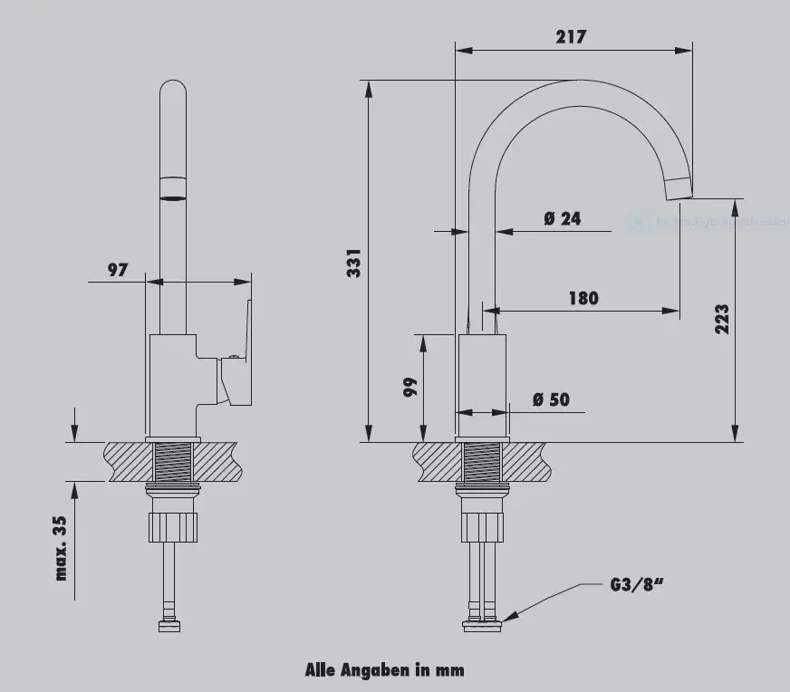 Primaster Küchenarmatur Münster verchromt mit Wassersparfunktion