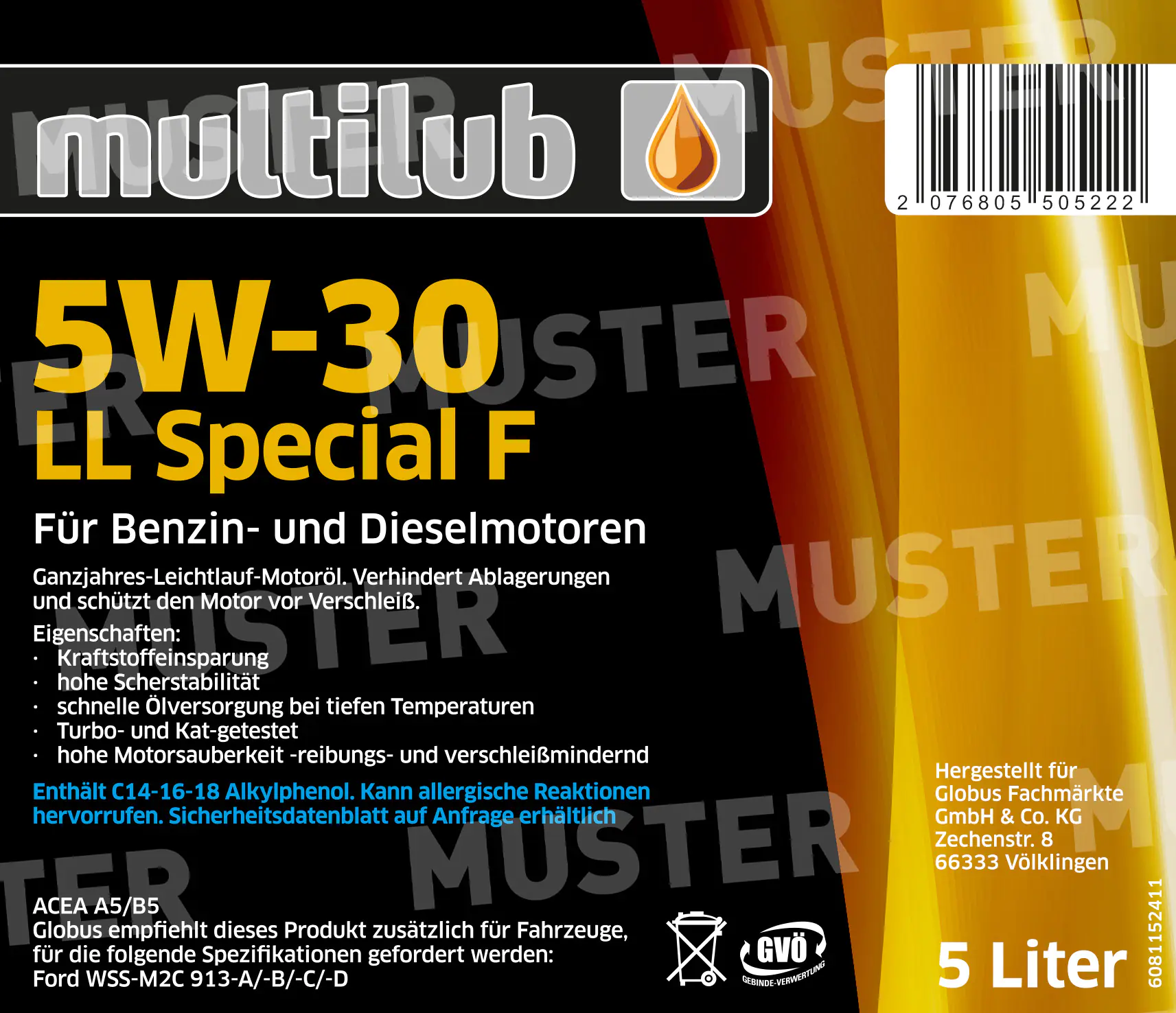 Multilub Motoröl 5W-30LL Special F 5L