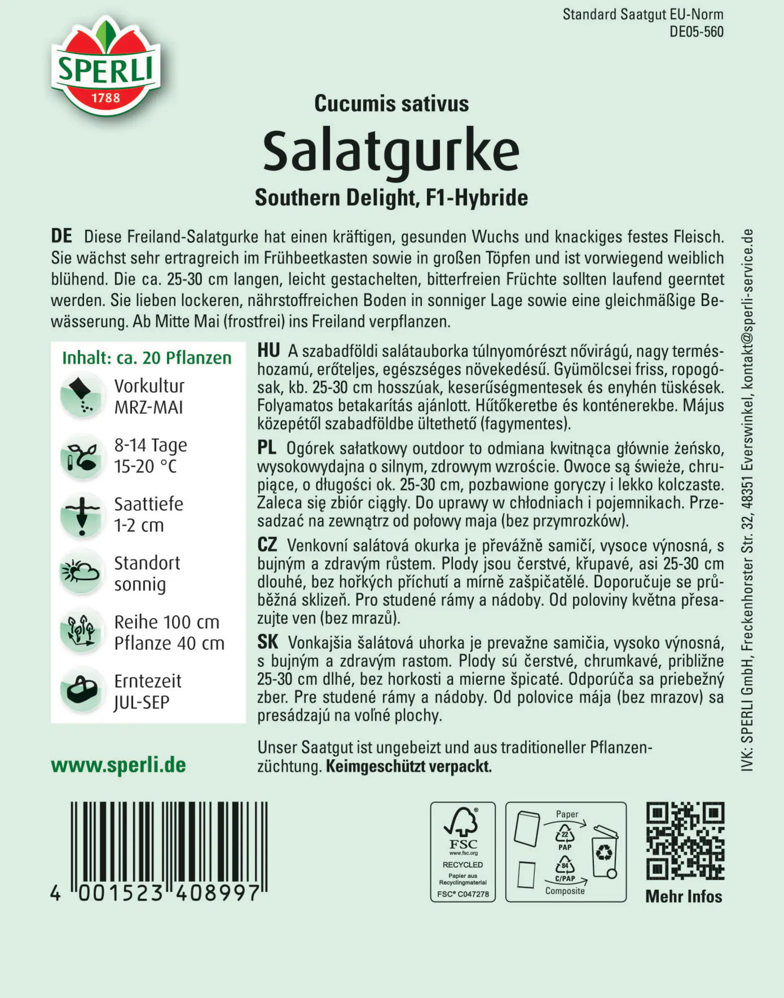Sperli Salatgurke Southern Delight F1