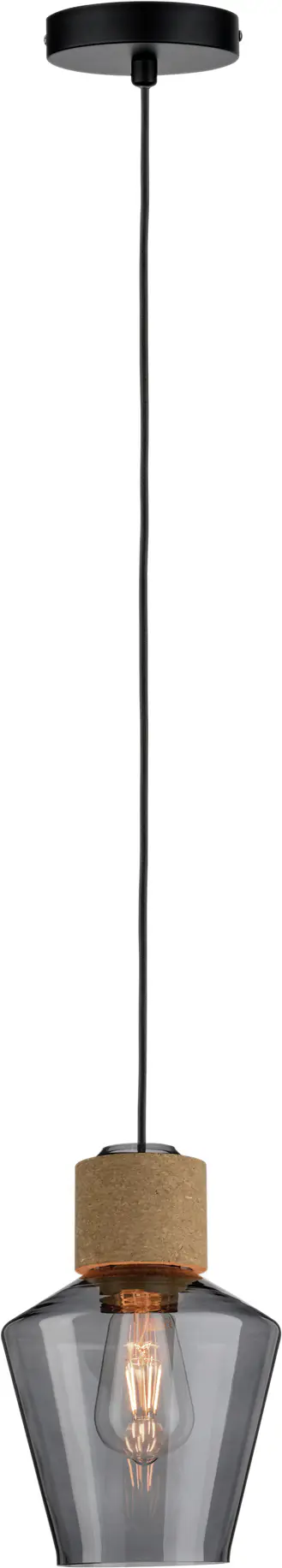 Paulmann Pendelleuchte Neordic Edla Rauchglas, Kork, Schwarz, max 20W