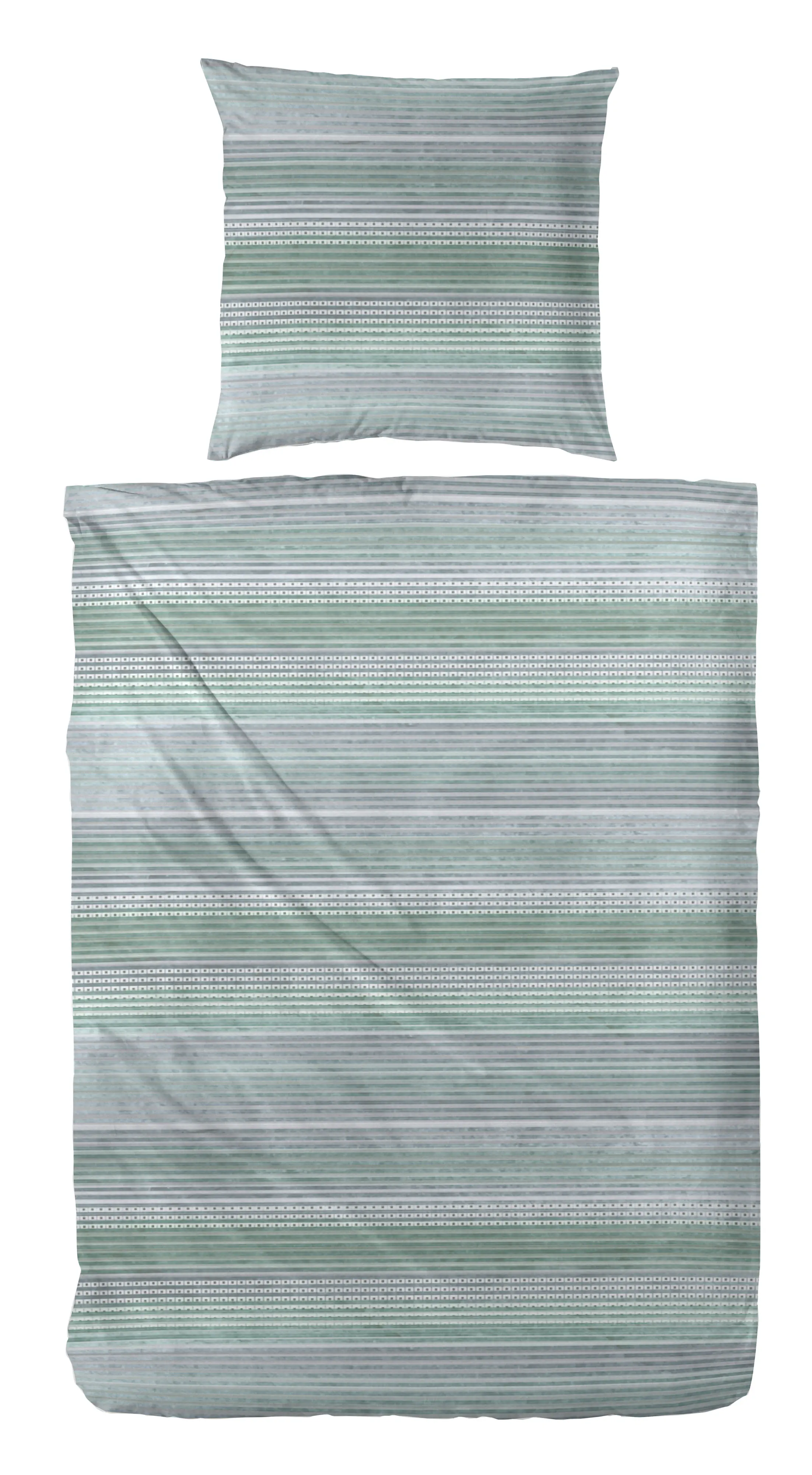 Mikrofaser Bettwäsche gestreift 135 x 200 cm grün/grau