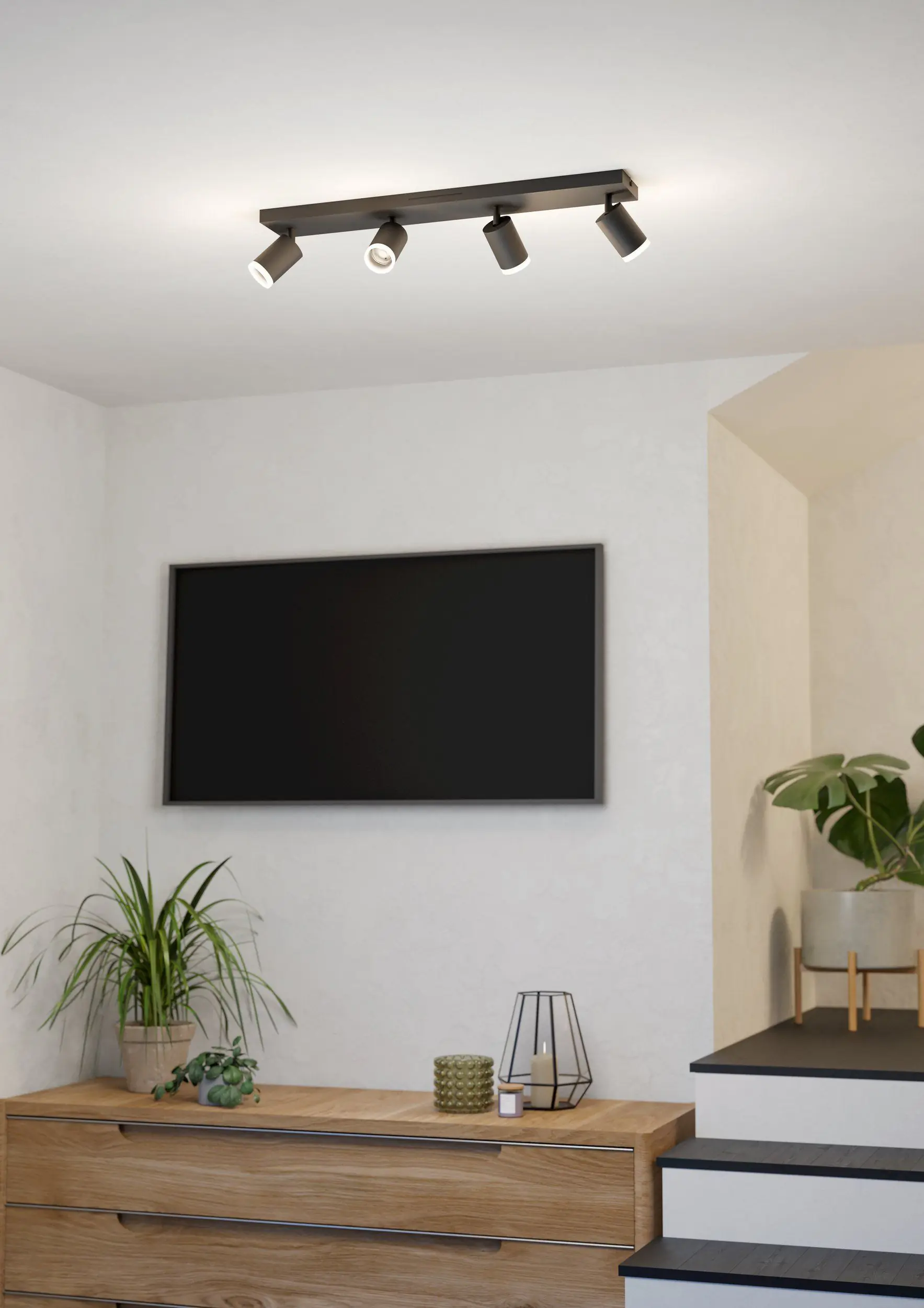 Eglo LED Leuchten 4er Spot Melitello-Z schwarz 68 x 11 cm warmweiß-kaltweiß dimmbar Eglo LED Leuchten 4er Spot Melitello-Z schwarz 68 x 11 cm warmweiß-kaltweiß dimmbar
