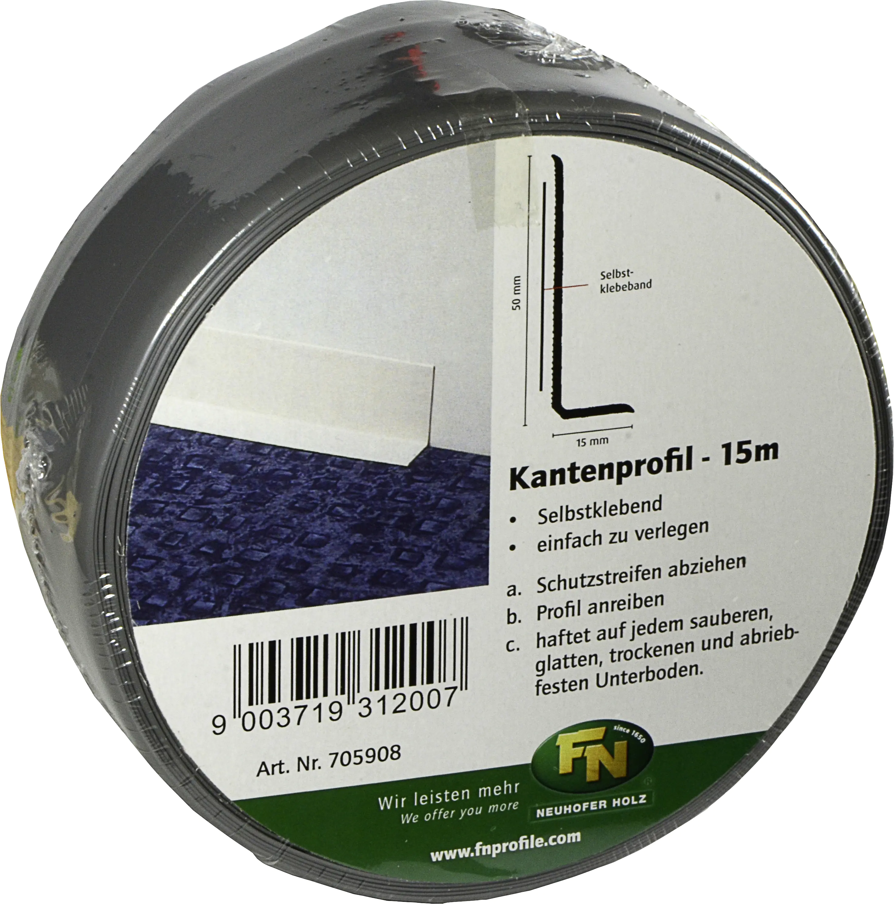 FN Neuhofer Fußleiste 1500 cm 50 x 15 mm grau