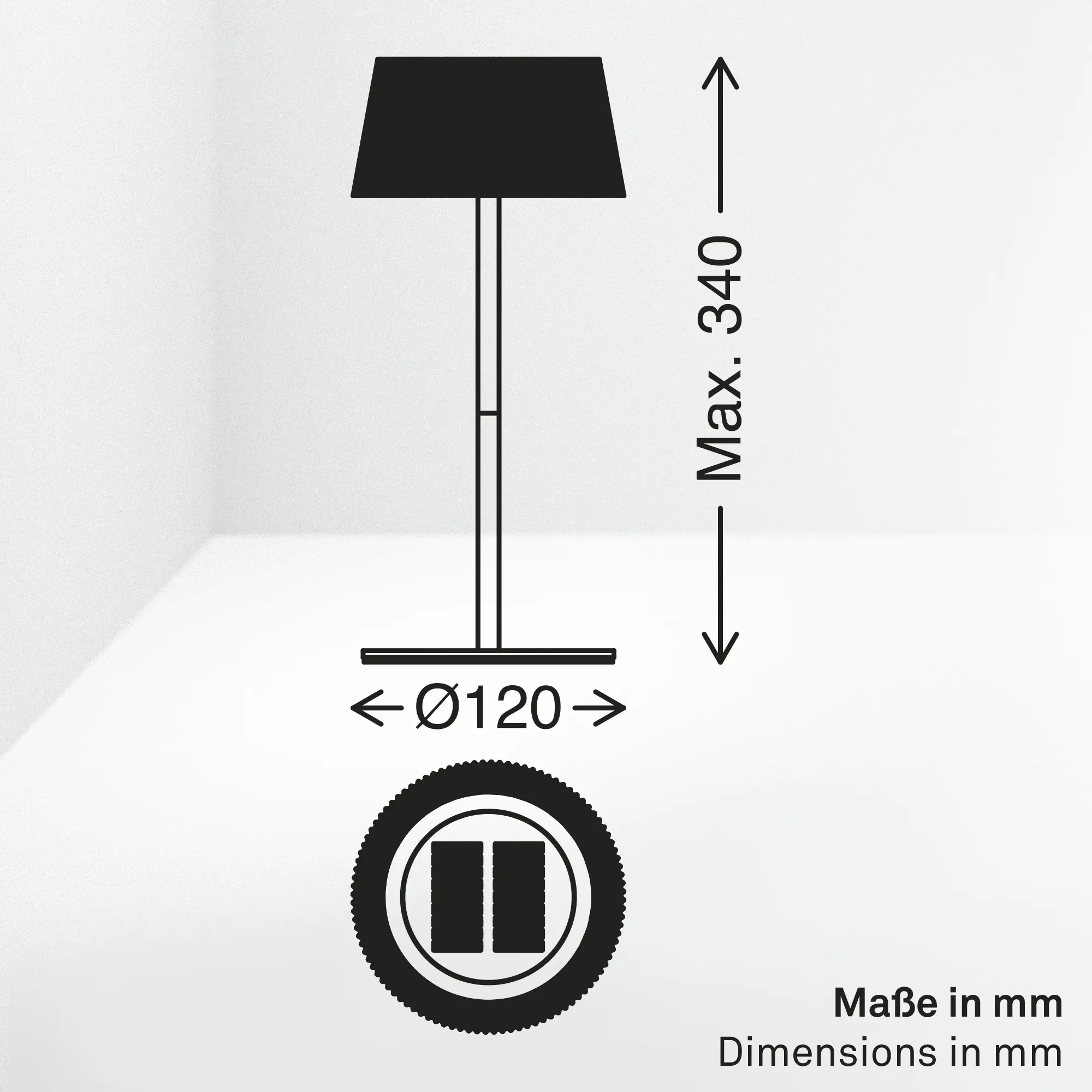 Briloner LED Solar-Tischleuchte Alia Ø 12 x 34 cm warmweiß-kaltweiß schwarz matt dimmbar