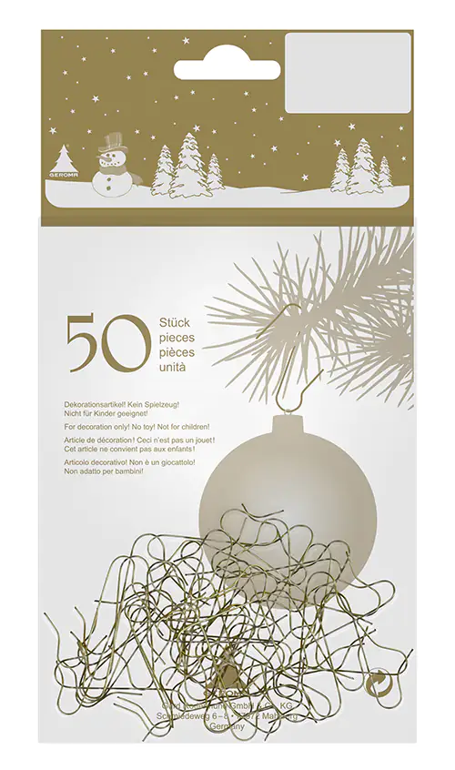 Drahtaufhänger S-Haken gold, 50 Stück