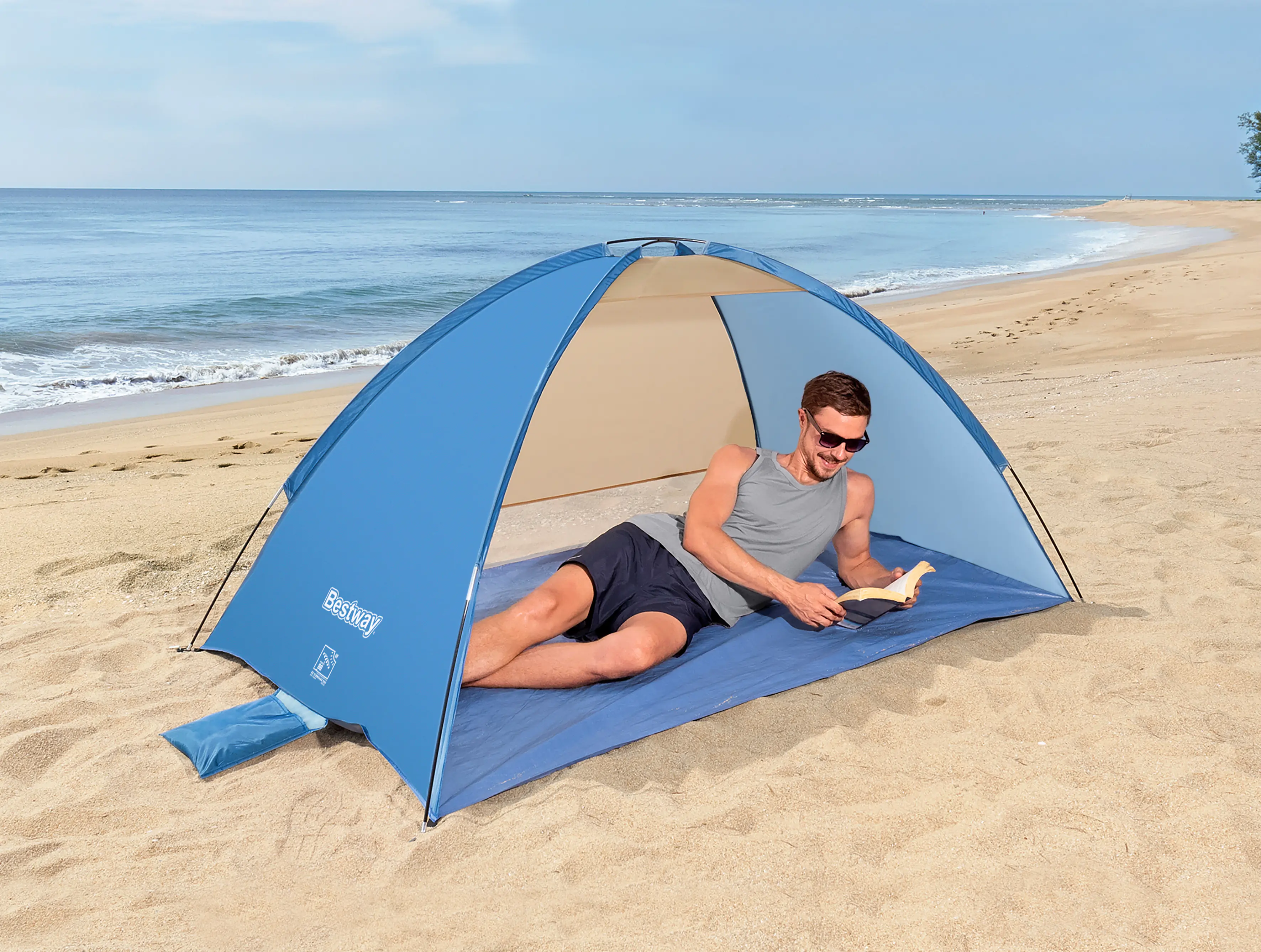 Bestway Zelt Strandmuschel Beach Ground 2 blau 200 x 120 x 95 cm Bestway Zelt Strandmuschel Beach Ground 2 blau 200 x 120 x 95 cm