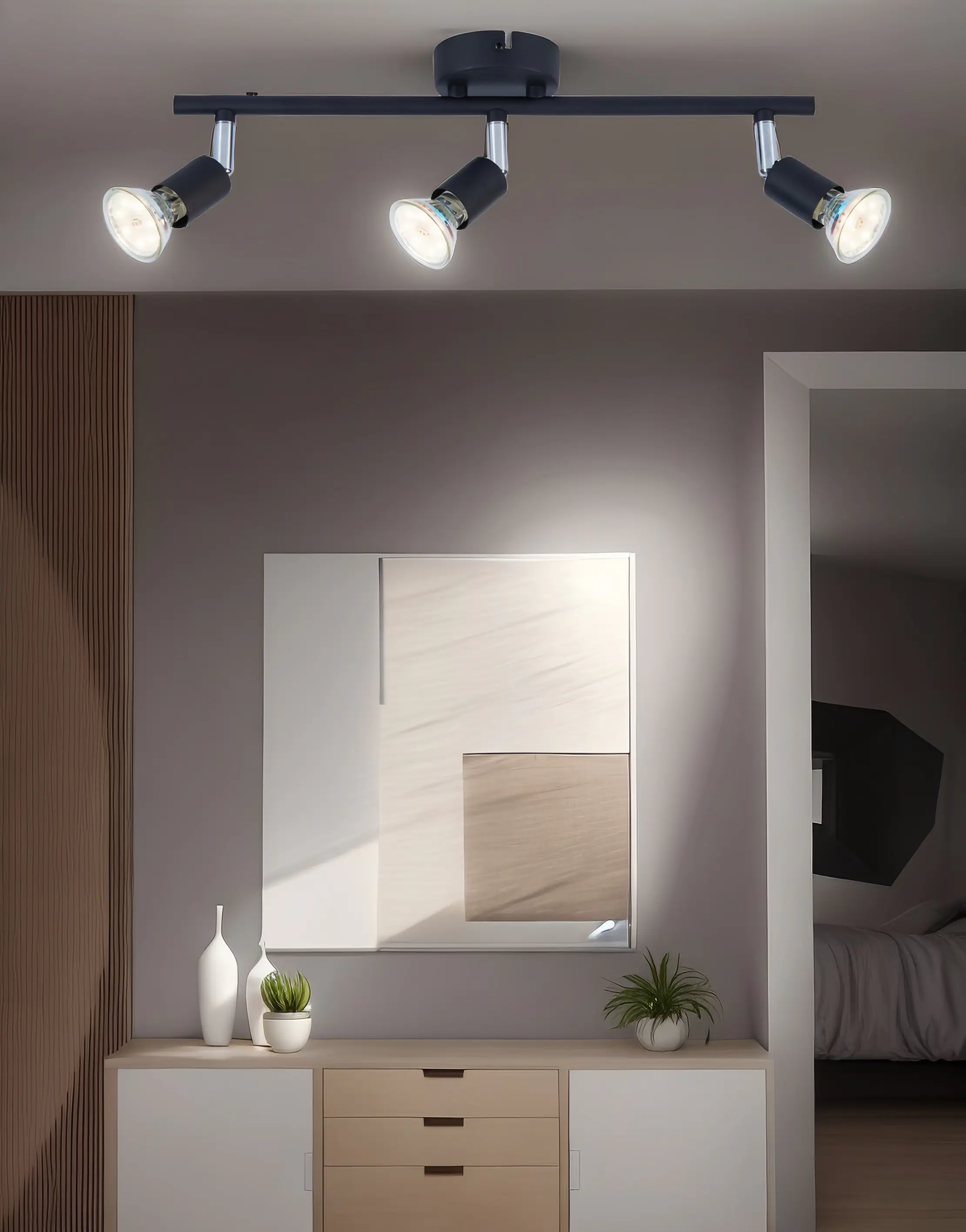 LED Leuchten 3er Spot Linos 3 schwarz 40 x 11 cm warmweiß