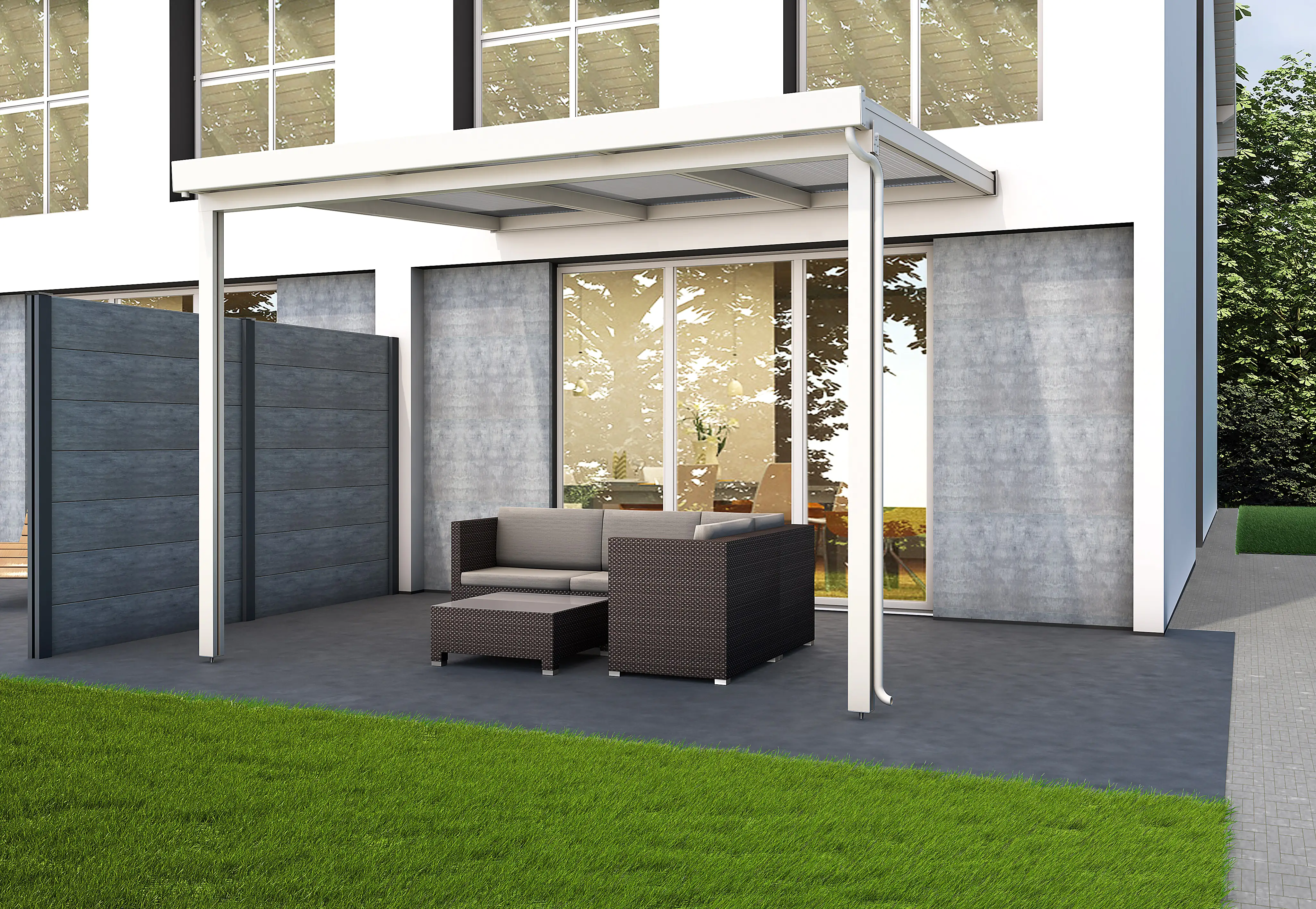 4003412127170 Gutta Premium Terrassendach 309,4 x 306 cm weiß PC bronce 16 mm