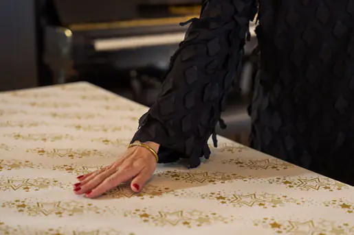 Duni Tischdecke holiday star cream 138 x 220 cm