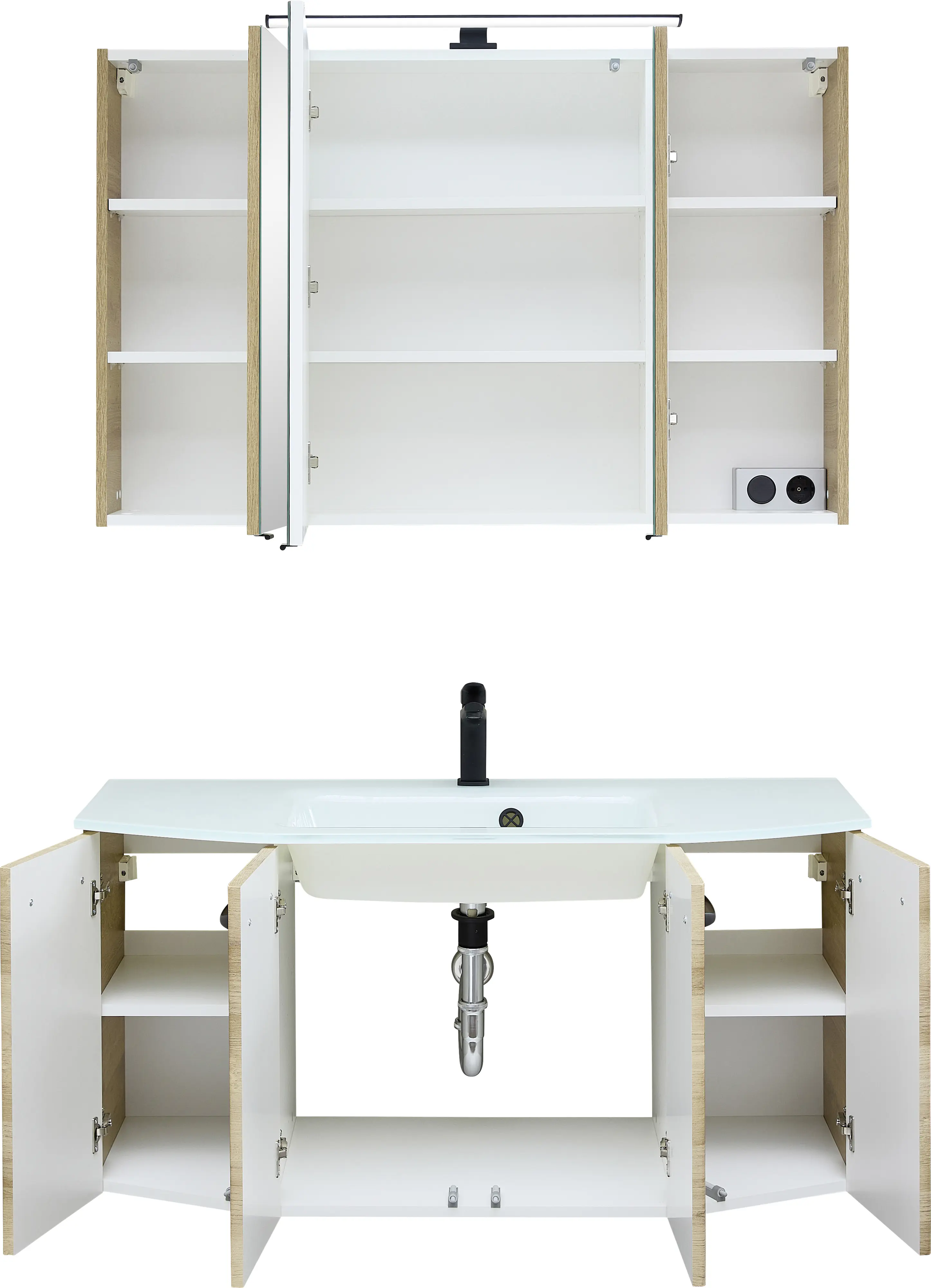 Pelipal Badmöbel-Set Aachen Riviera Eiche 112 cm