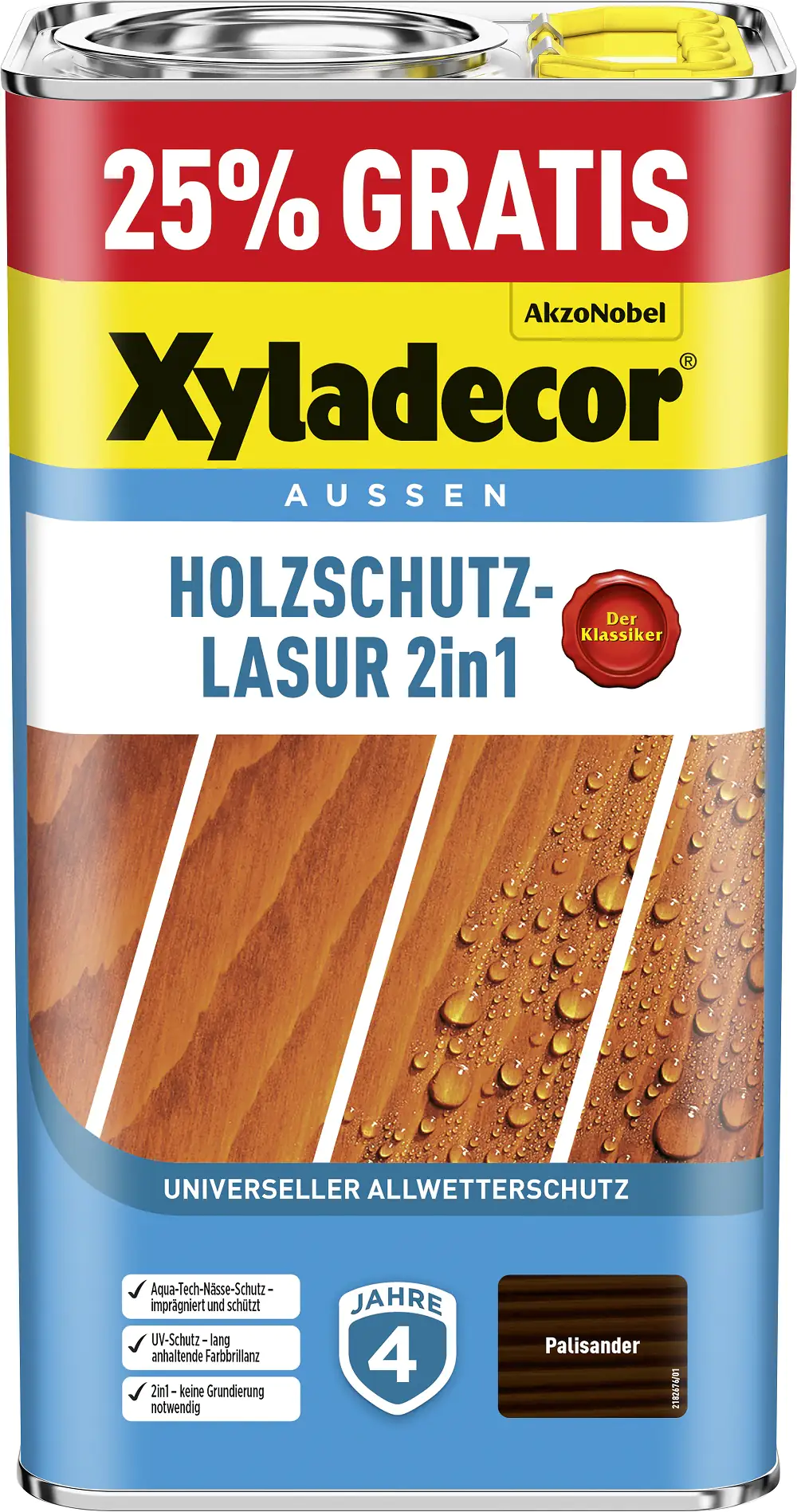 4007591725301_1 Xyladecor Holzschutzlasur 2in1 4+1L gratis palisander Aktionsgebinde 25% Gratis!