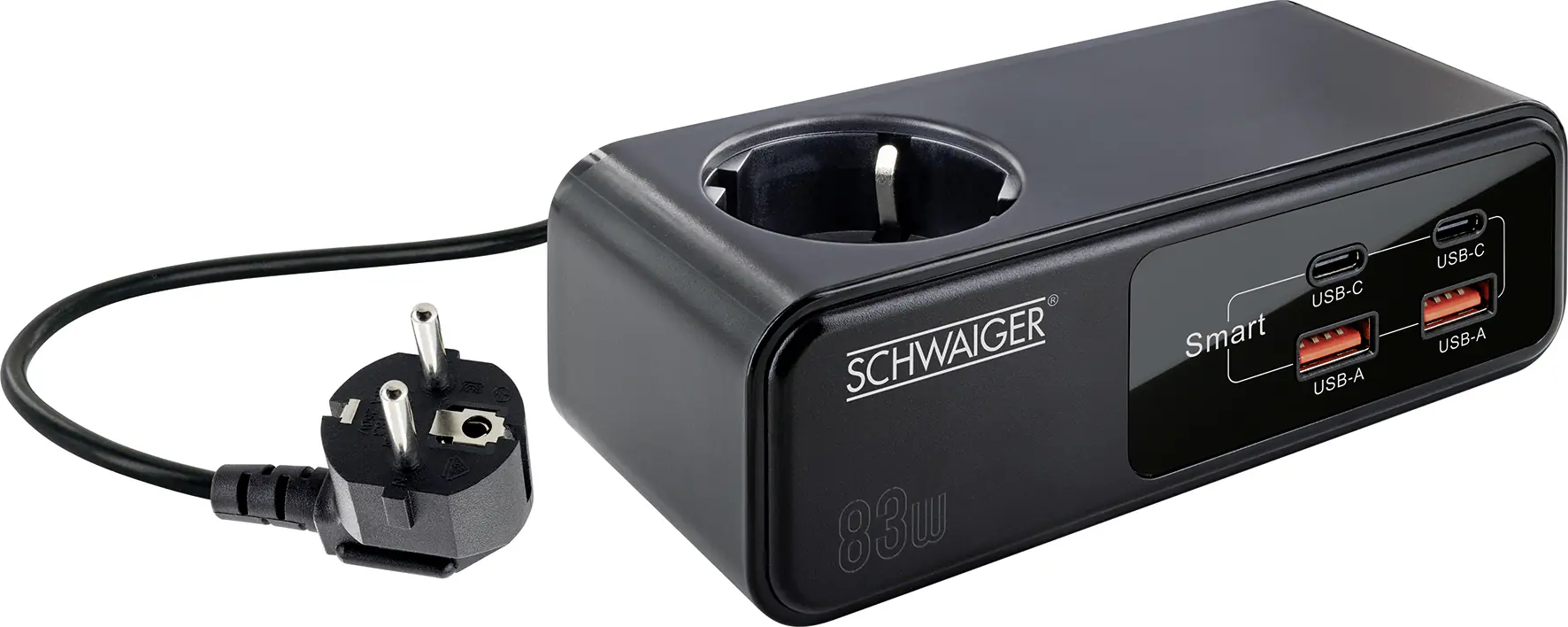 Schwaiger Verlängerung inkl. Steckdose  83W Schnellladefunktion USB A/C0 Schwaiger Verlängerung inkl. Steckdose  83W Schnellladefunktion USB A/C0