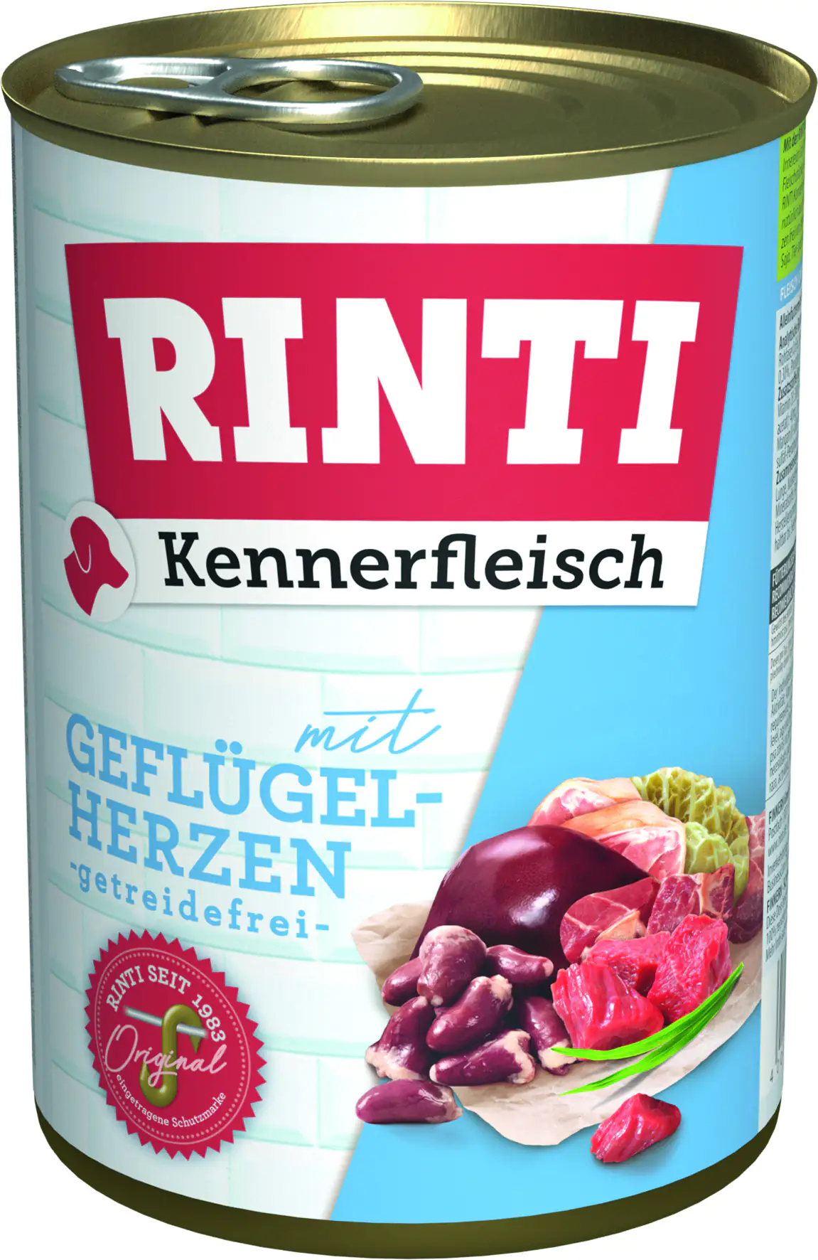 Rinti Kennerfleisch Hundenassfutter Adult 400 g Geflügelherzen bei Kartonabnahme