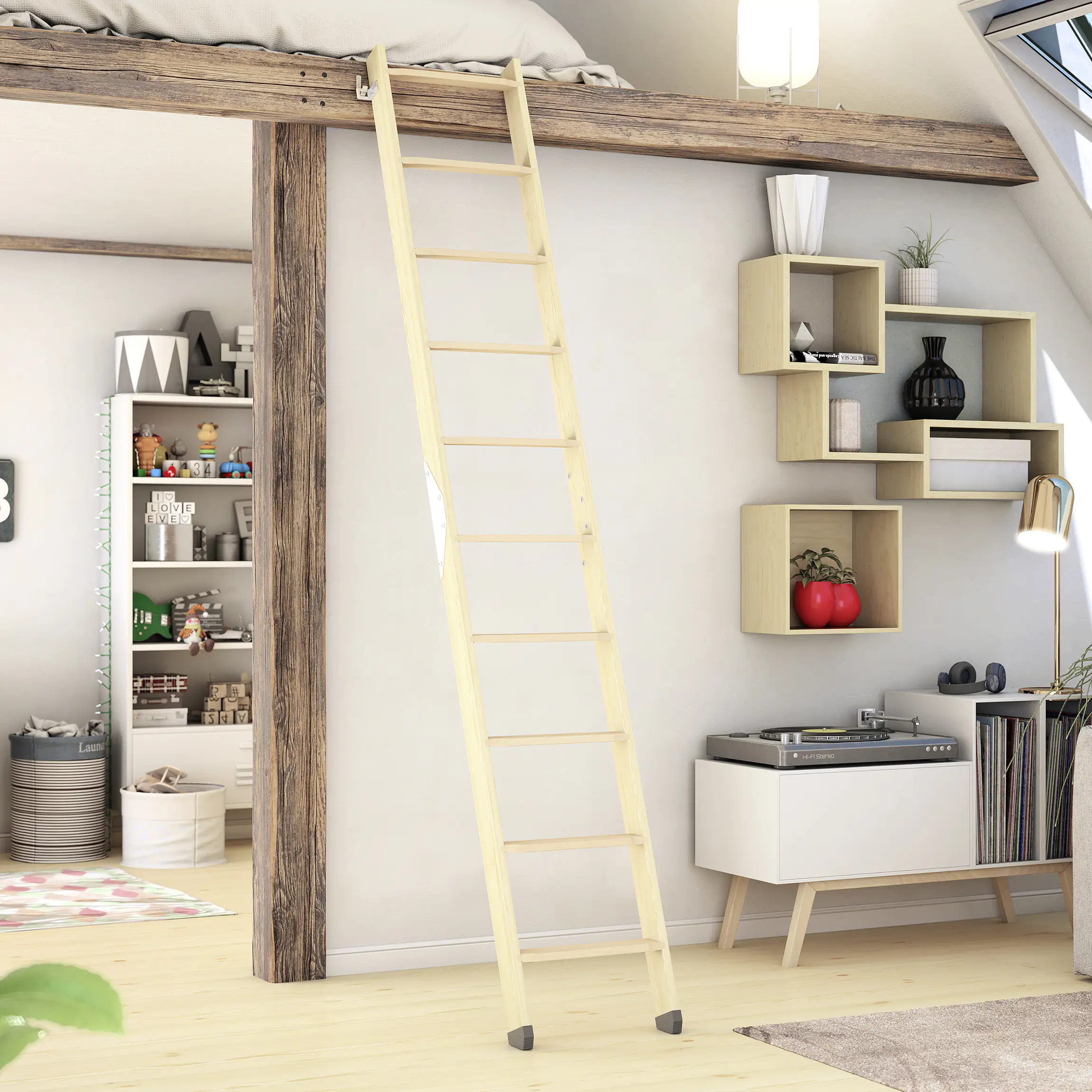 Dolle Hochbettleiter mit 8 Stufen mit Buche-Stufen