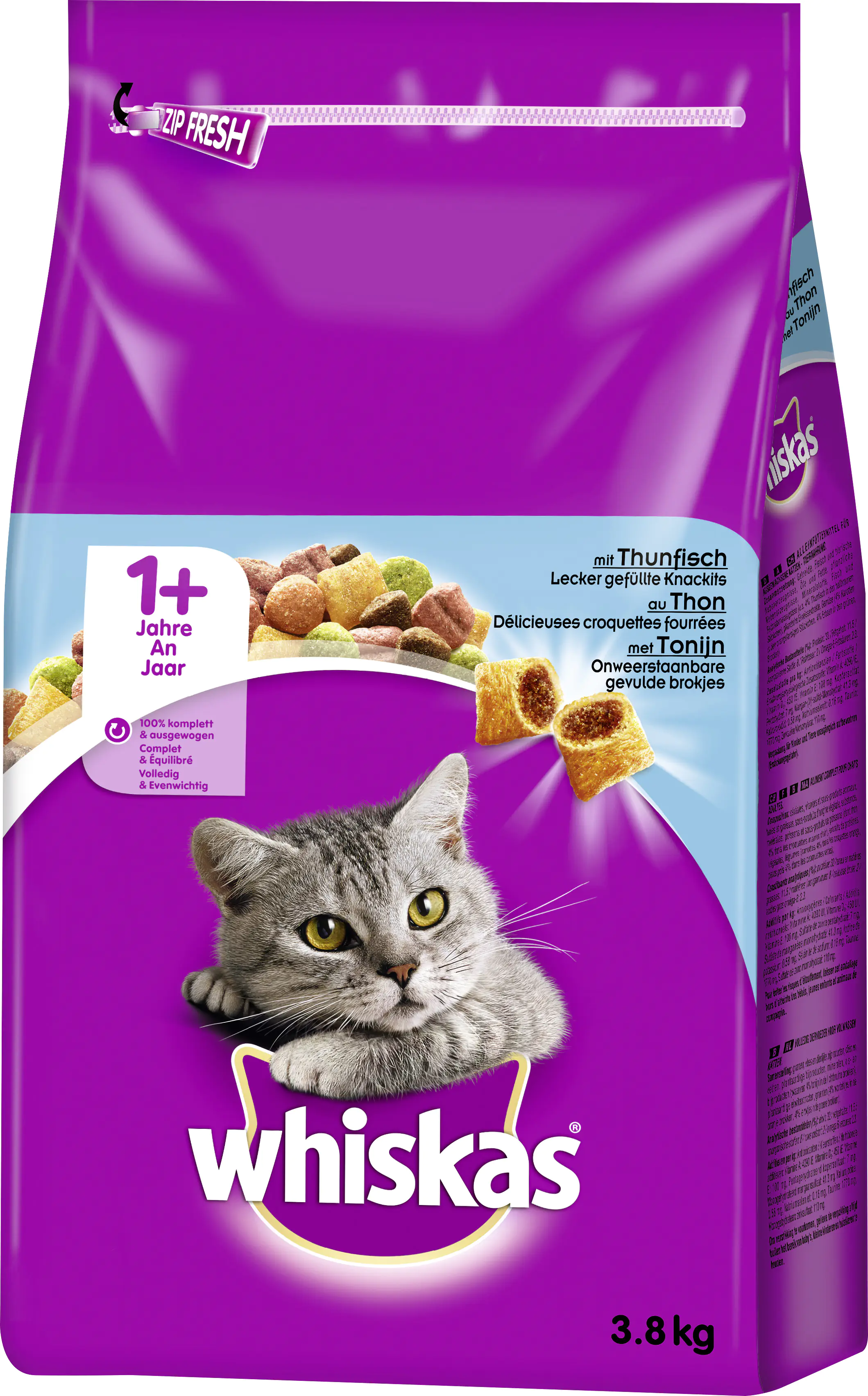 Whiskas Beutel Trocken Adult 1+ mit Thunfisch 3,8 kg