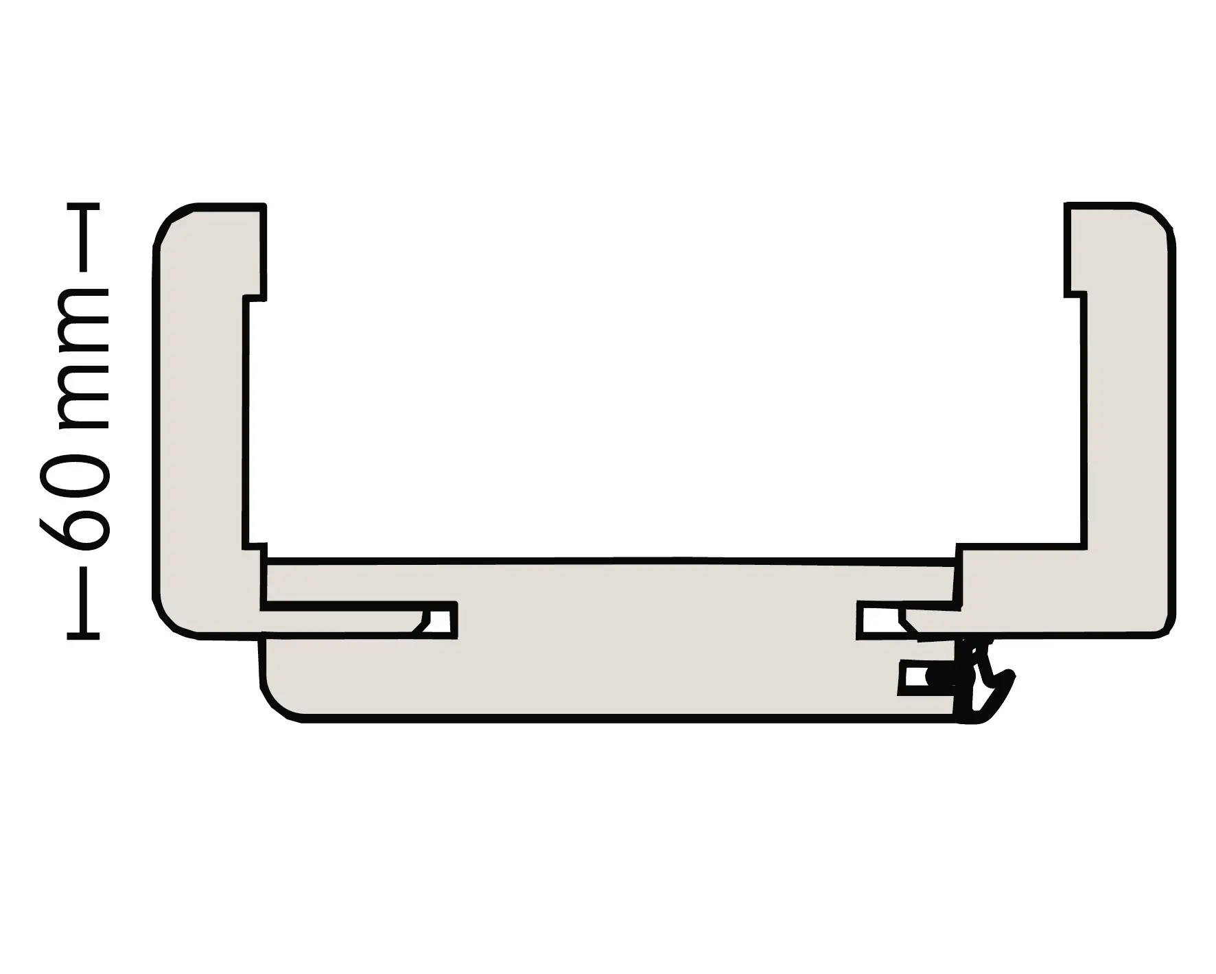 Borne Zarge Dekor Pinie weiß 61 cm DIN links