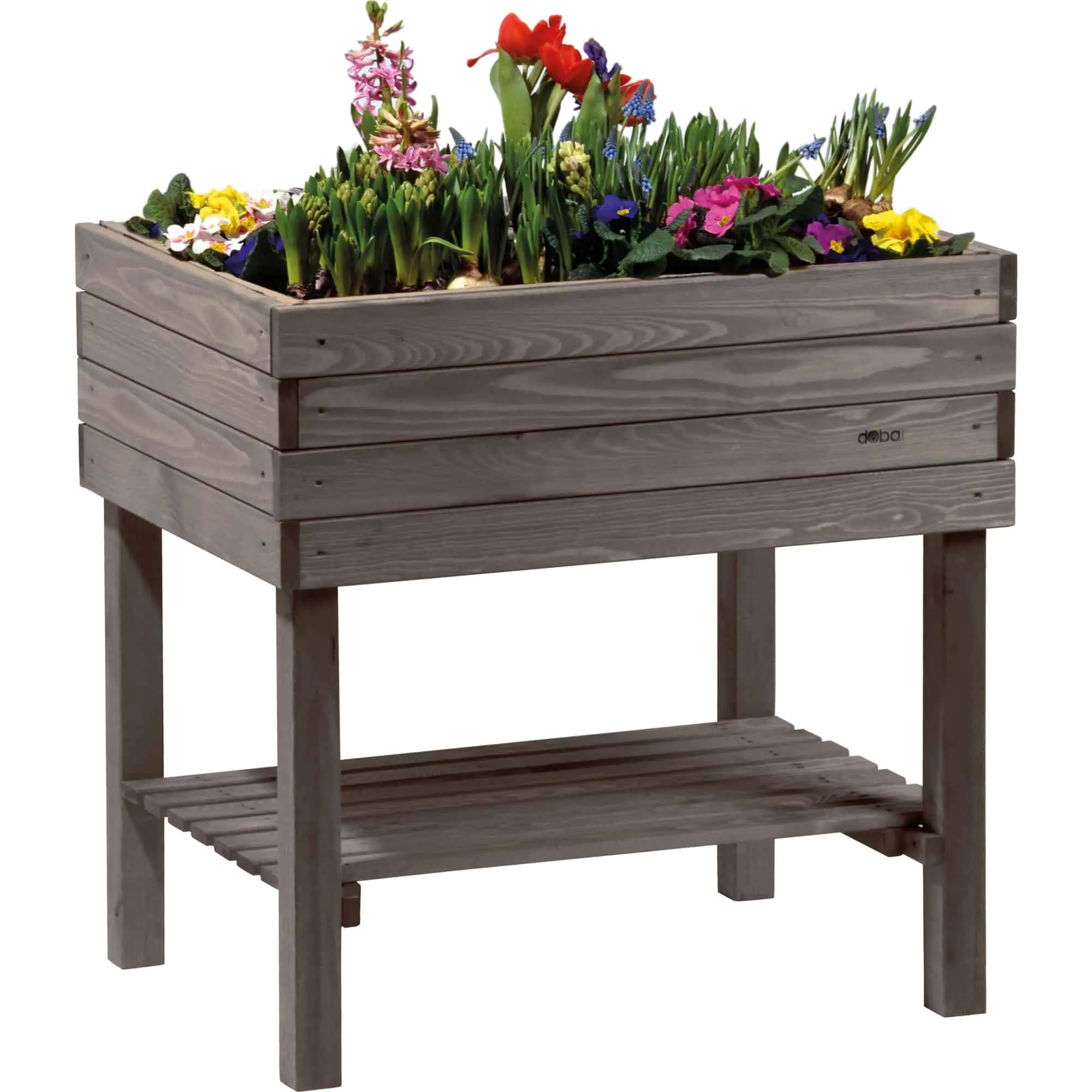 Dobar Hochbeet mit Ablageboden 80 x 58 x 80 cm, Anthrazit