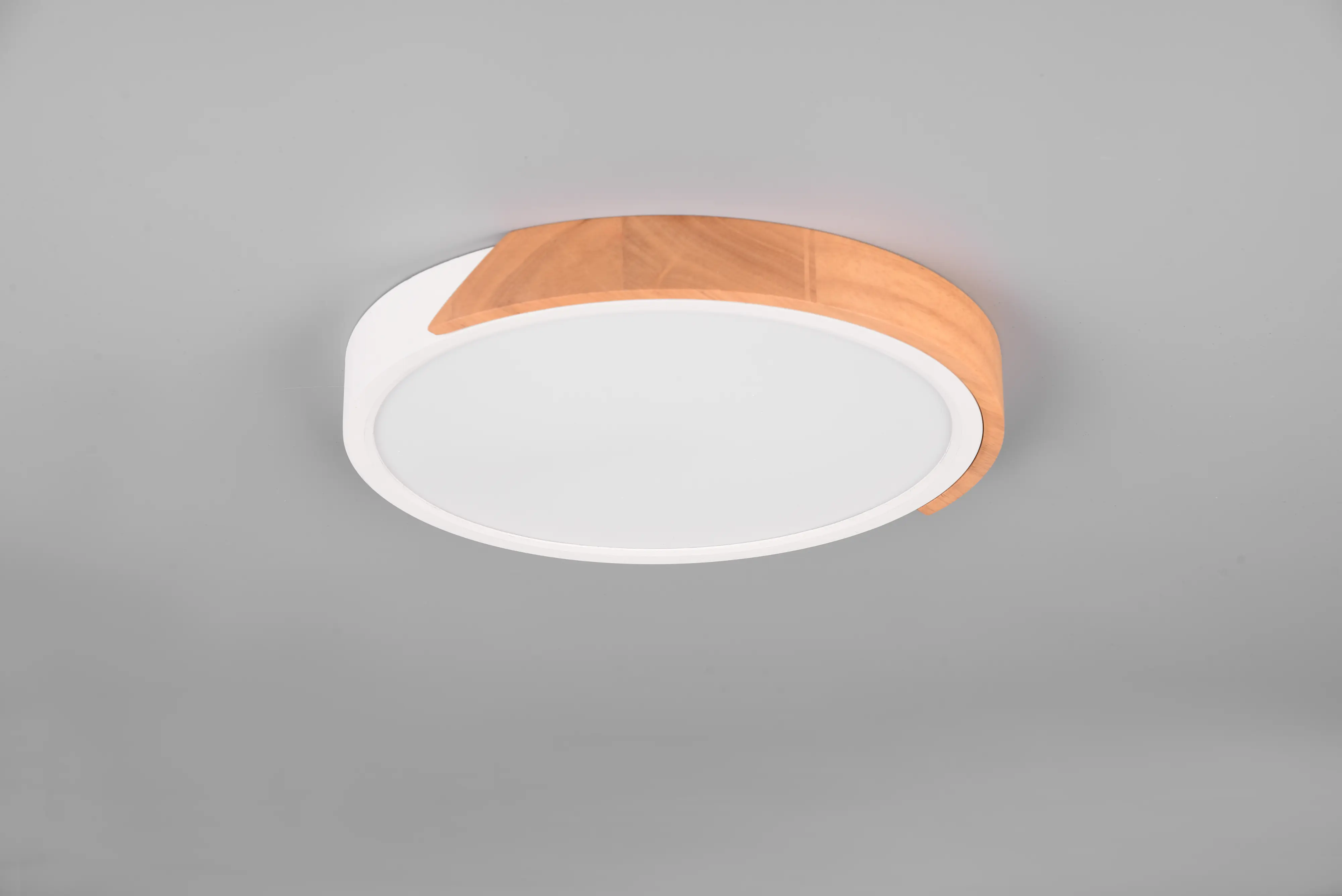 Trio LED-Deckenleuchte Jano Ø 31,5 cm warmweiß naturholz dimmbar