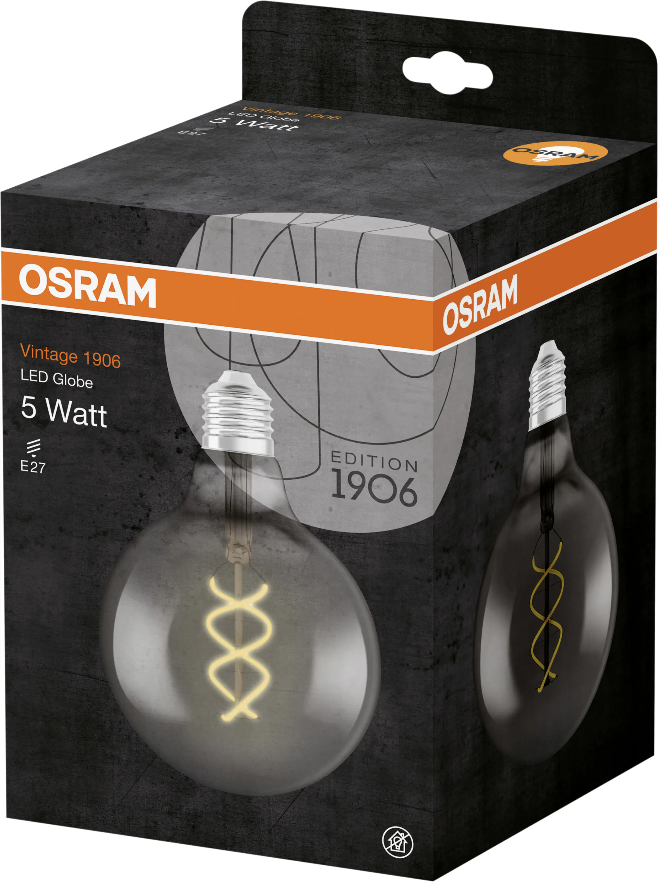 Osram LED Leuchtmittel Vintage 1906 Globe 15 E27 4W warmweiß, rauch klar