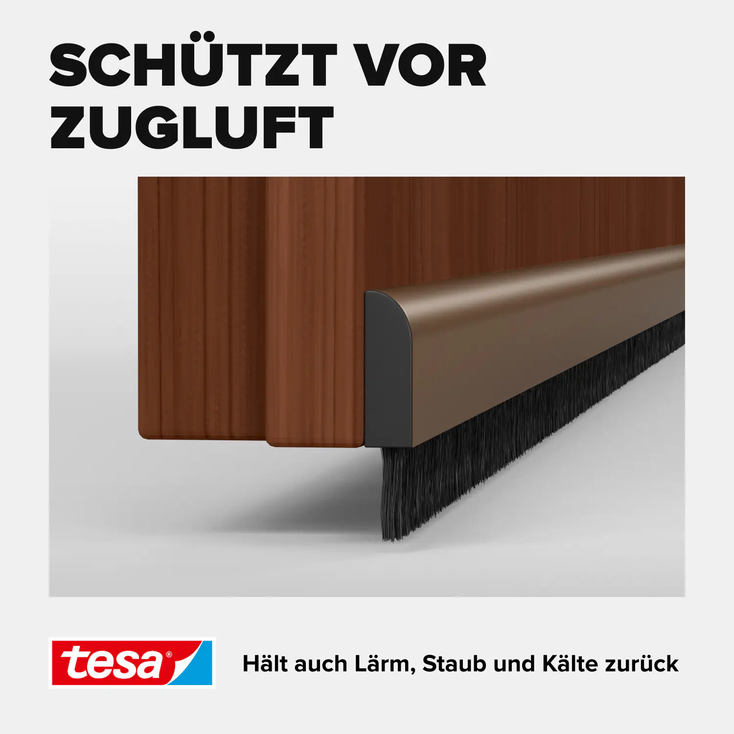 tesa Moll Türdichtschiene braun, für unebene Böden, lackiertes Aluprofil