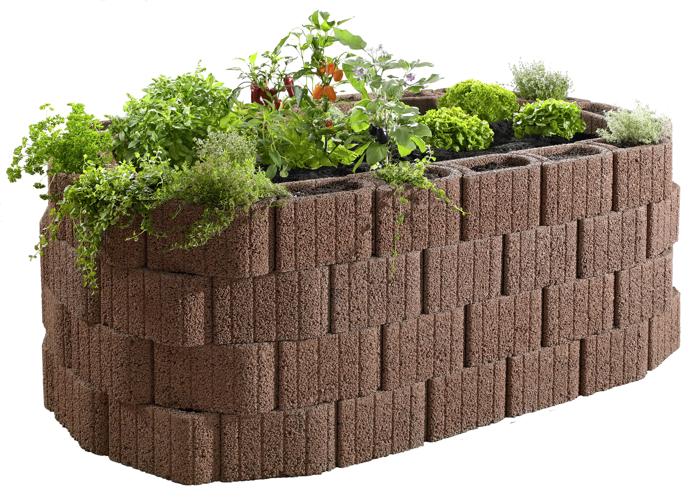 2077881026922_4 Kann Hochbeet-Set Pflanzstein Mini Plus 230 x 140 x 80 cm braun