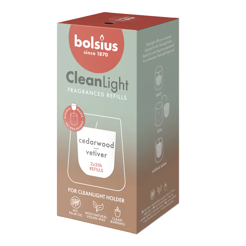 Bolsius Cleanlight Duft-Nachfüller 2er Pack Zedernholz & Vetiver Bolsius Cleanlight Duft-Nachfüller 2er Pack Zedernholz & Vetiver