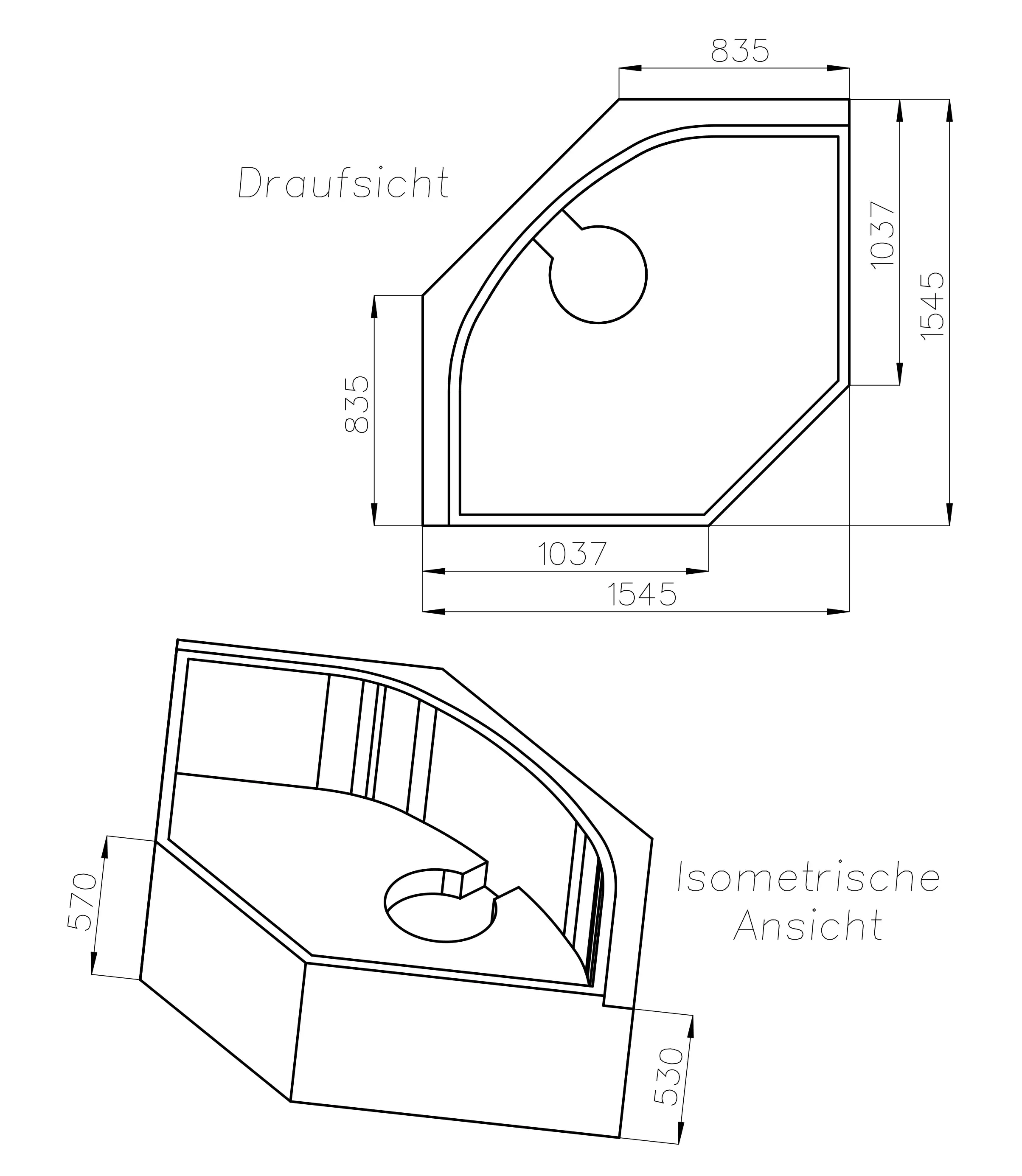 Ottofond Wannenträger Canary 1545 x 1545 mm