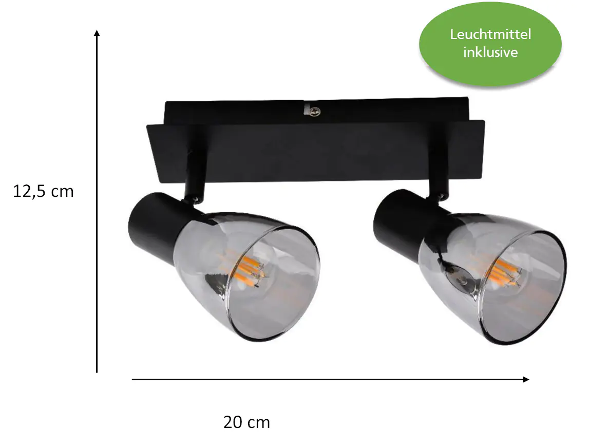 Primaster Deckenstrahler 2er LED Spot Miami E14 20 x 12,5 cm schwarz