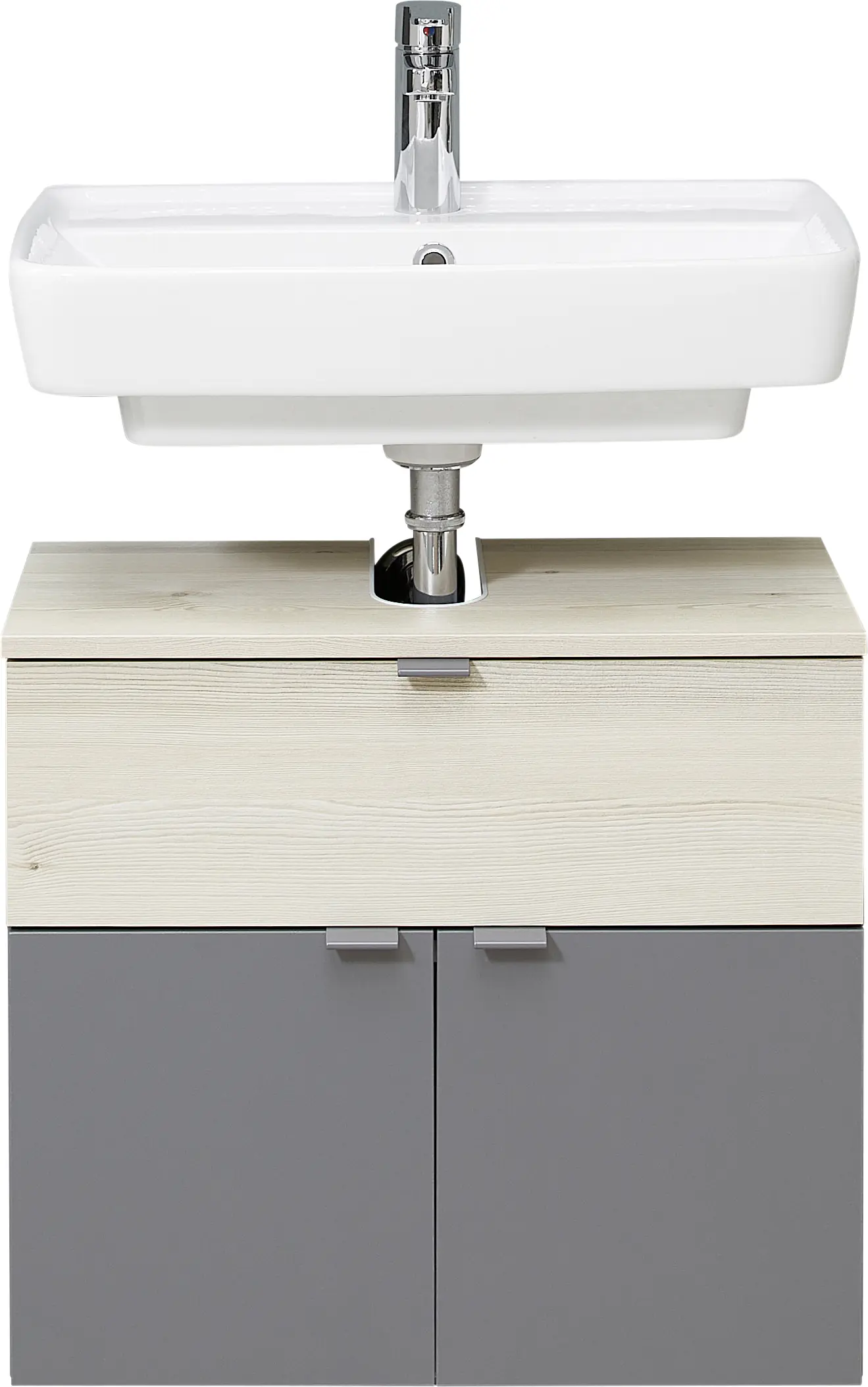 Pelipal Waschbeckenunterschrank Quickset 394 Quarzgrau/Akzent Polar Pinie 80 cm