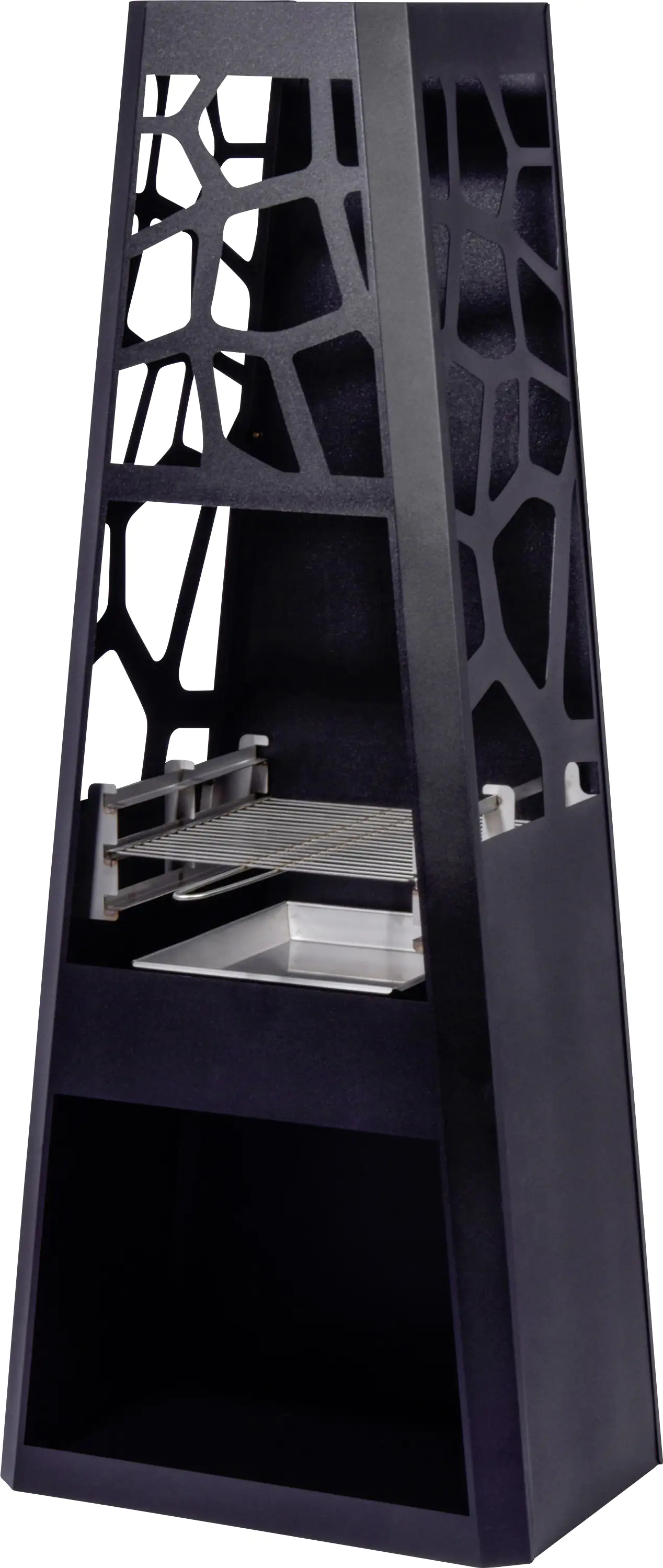Dobar Metall-Gartenkamin mit Grillrost schwarz 57,5 x 38 x 148 cm