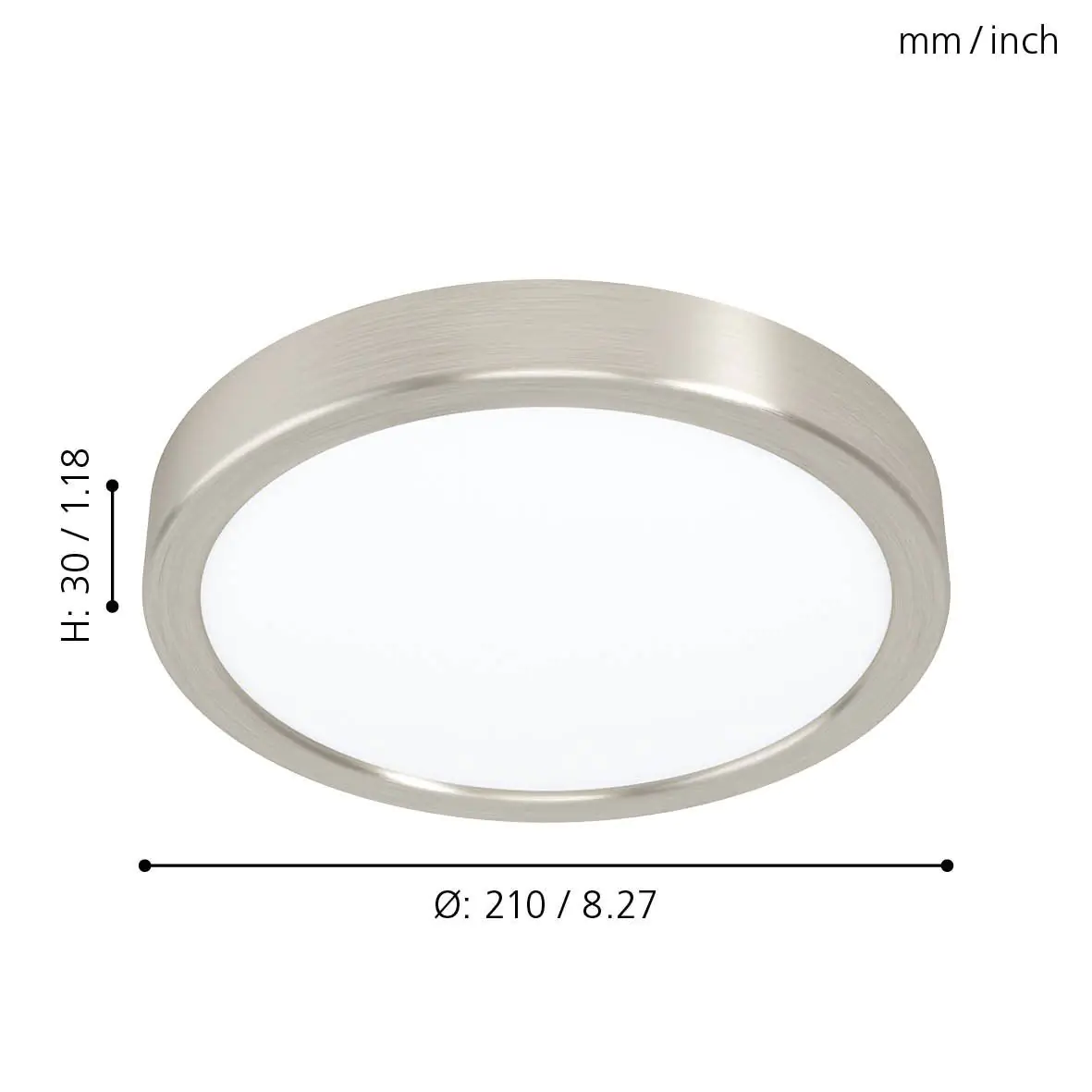 Eglo LED Aufbauleuchte Fueva 5 nickel-matt Ø 21 cm neutralweiß