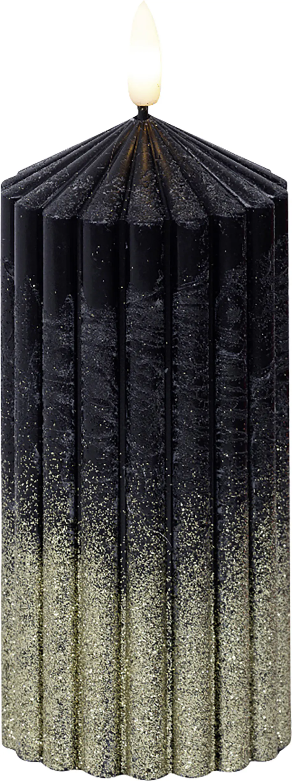 Lumineo LED Kerze mit Timer schwarz gold Ø 7 x 15 cm warmweiß Lumineo LED Kerze mit Timer schwarz gold Ø 7 x 15 cm warmweiß