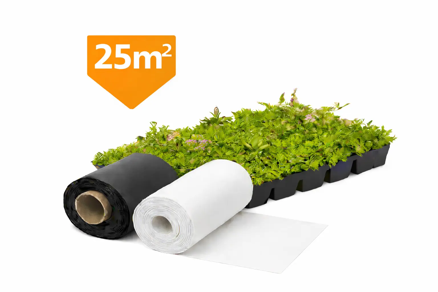 Plantile Dachbegrünungs-Komplettset mit Folie und Vlies für 25 m² Dachfläche