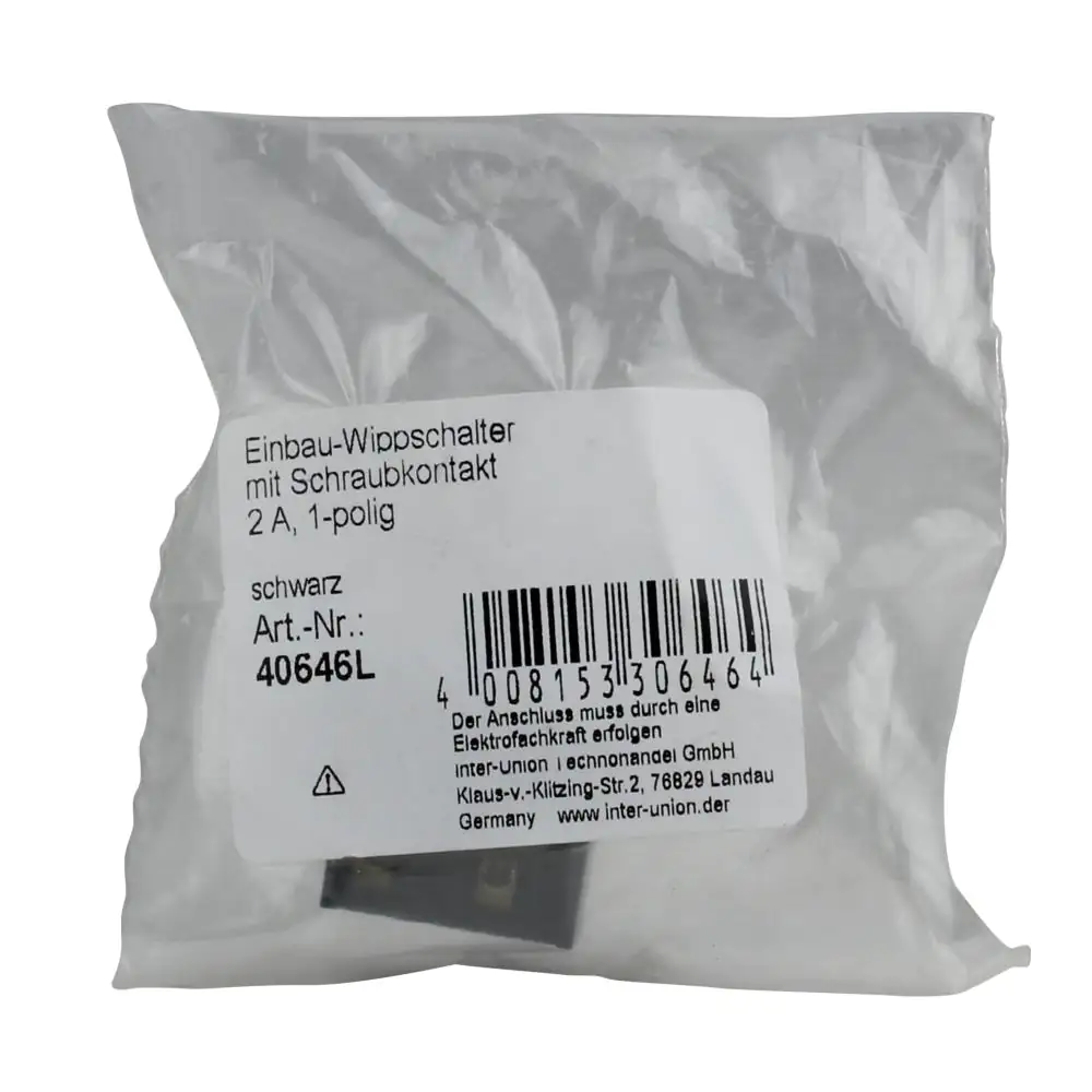 Einbau-Wippschalter 1p 250V 2A schwarz