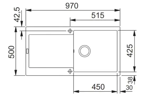Eurodomo Einbauspüle Bali XL 97 x 50 cm / Eurogranit graphit