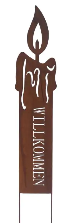 TrendLine Deko Stecker Kerze Willkommen H: 85 cm rost