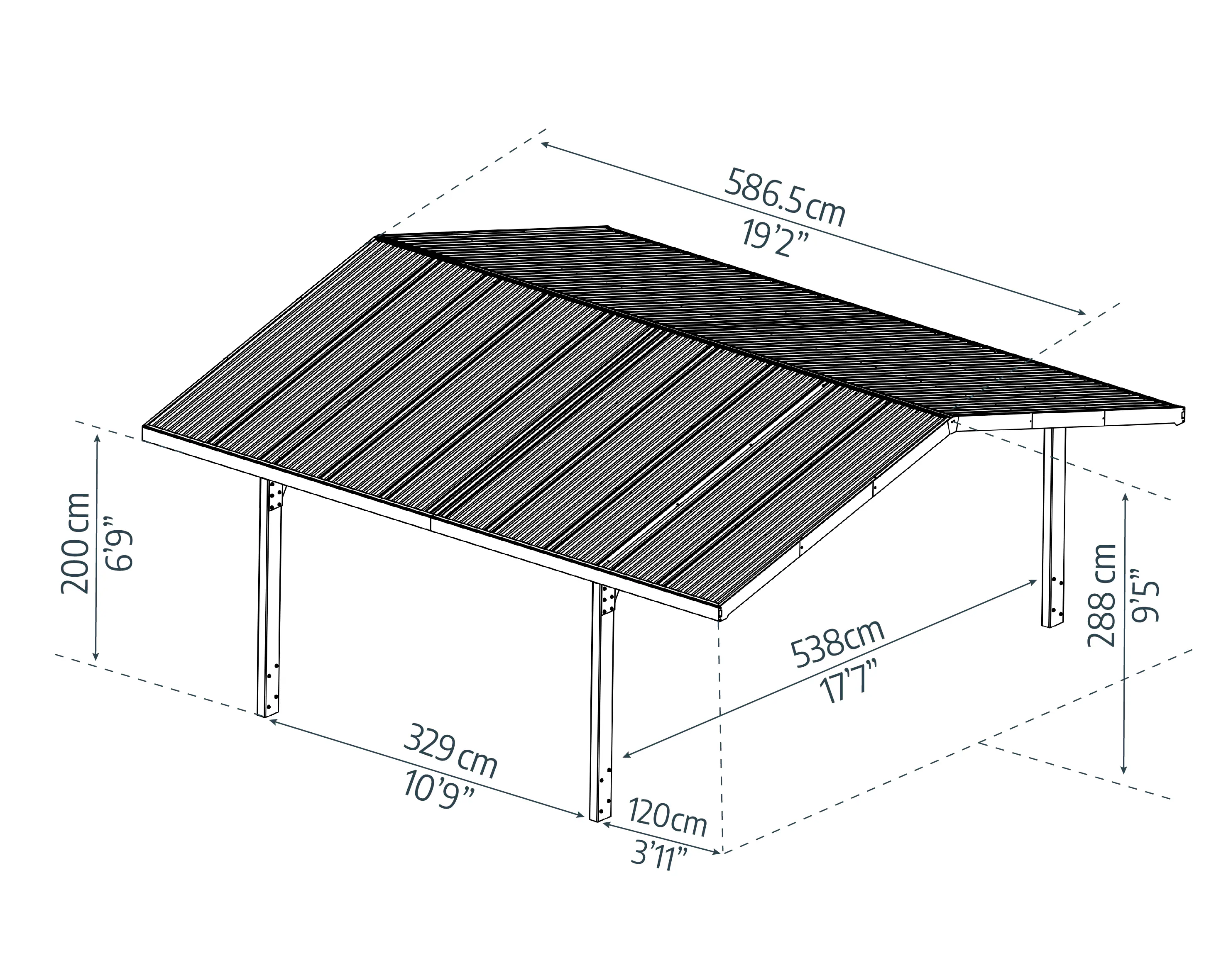 Canopia Carport Sydney Apex  Schwarz Alu 57 2 x586 cm