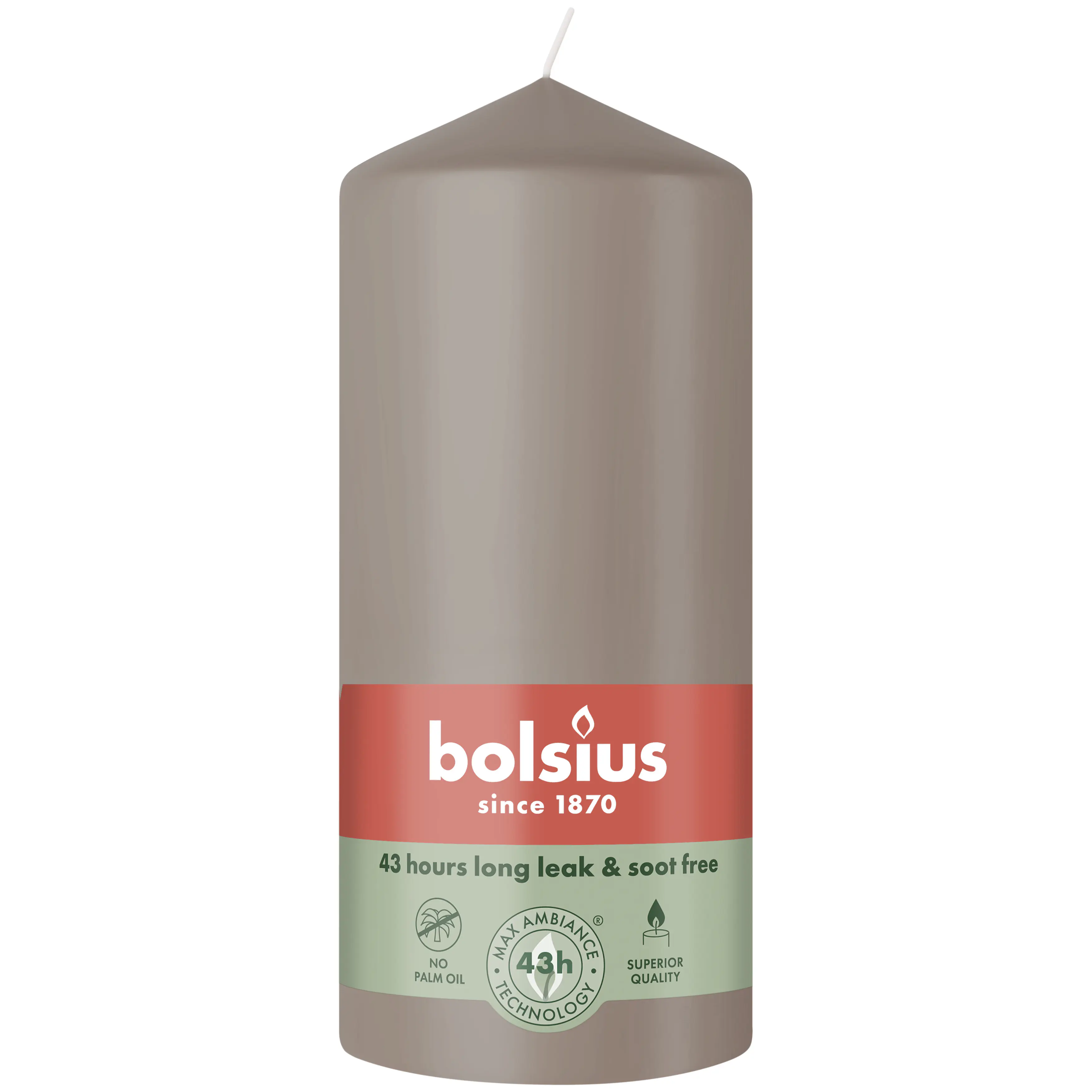 Bolsius Stumpenkerze helles taupe 13 cm Ø 6,8 cm 