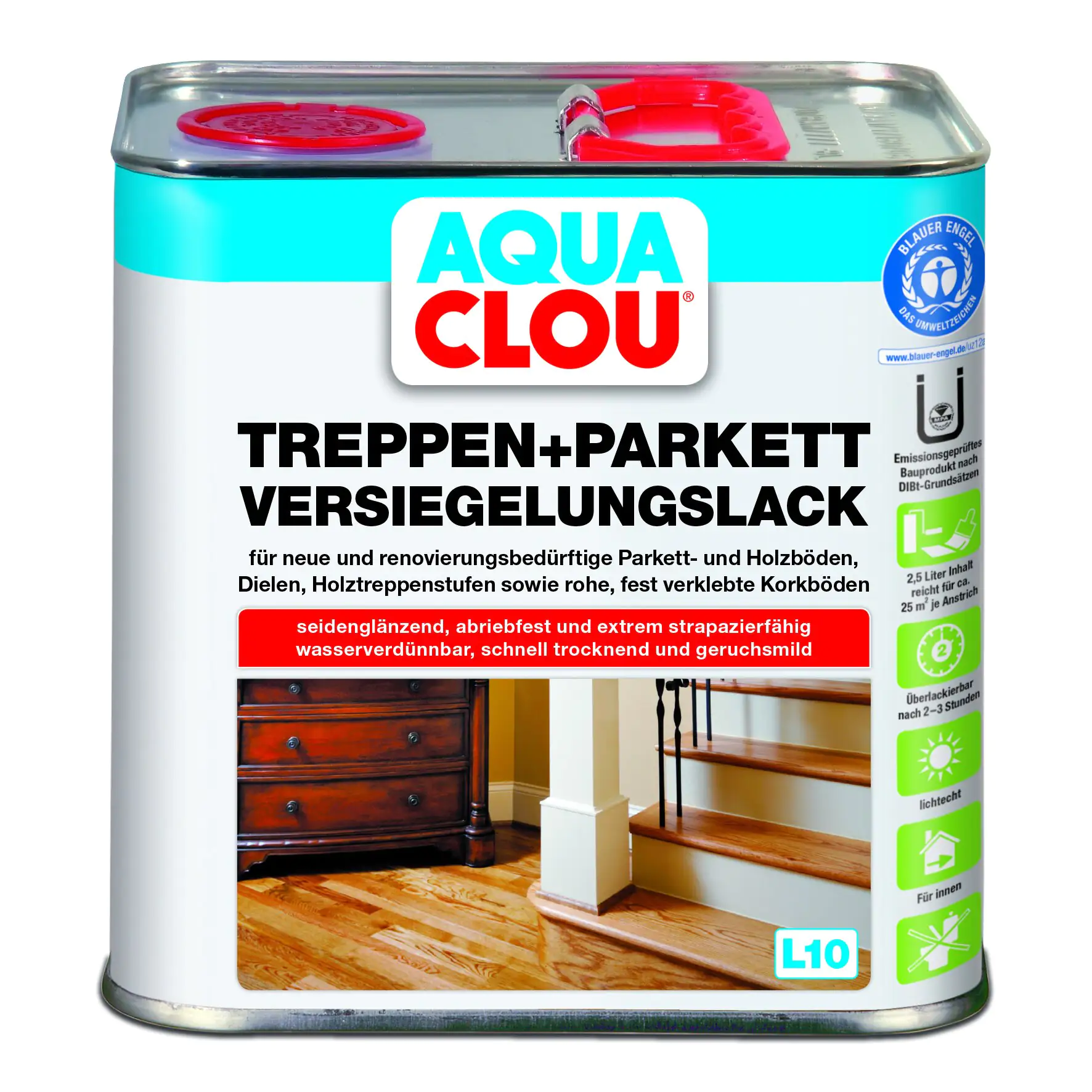 Aqua Clou Versiegelungslack 2,5 L für Treppen und Parkett Aqua Clou Versiegelungslack 2,5 L für Treppen und Parkett