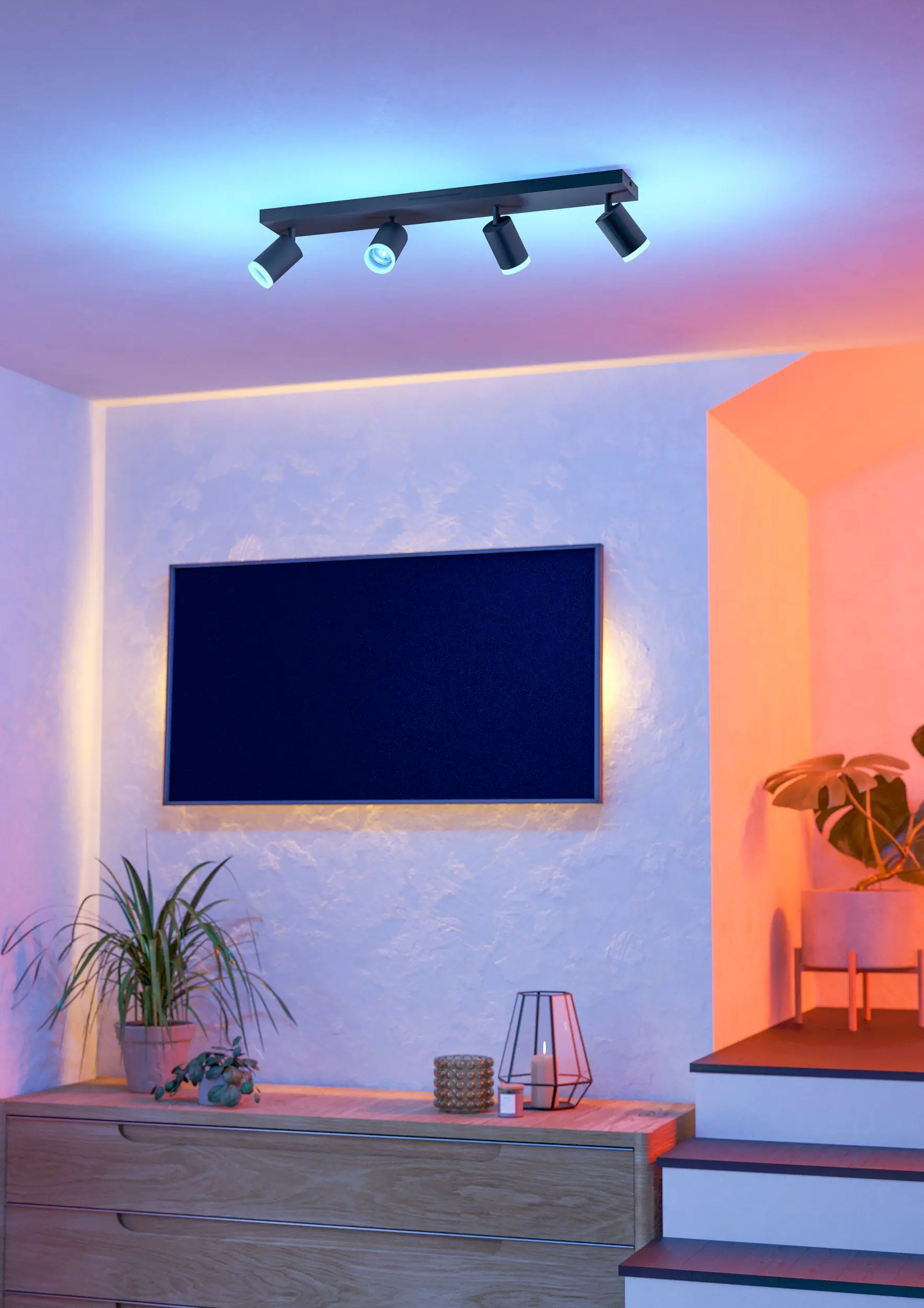 Eglo LED Leuchten 4er Spot Melitello-Z schwarz 68 x 11 cm warmweiß-kaltweiß dimmbar