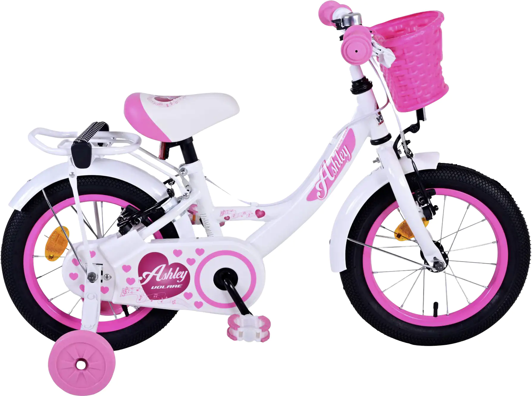 Volare Kinderfahrrad Ashley 14 Zoll weiß/pink