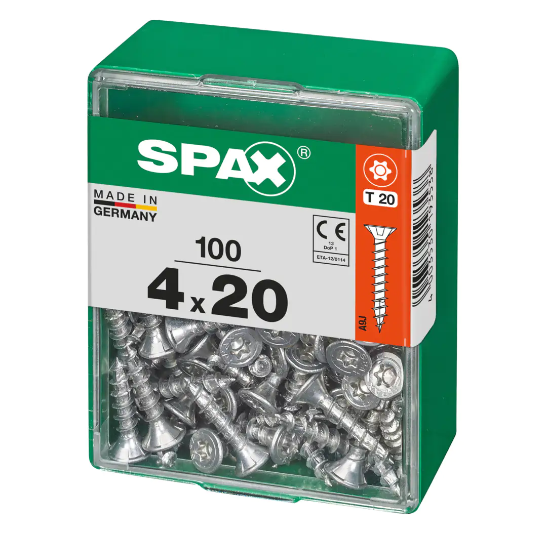 Spax Universalschrauben 4.0 x 20 mm TX 20 Senkkopf - 100 Stk. Spax Universalschrauben 4.0 x 20 mm TX 20 Senkkopf - 100 Stk.