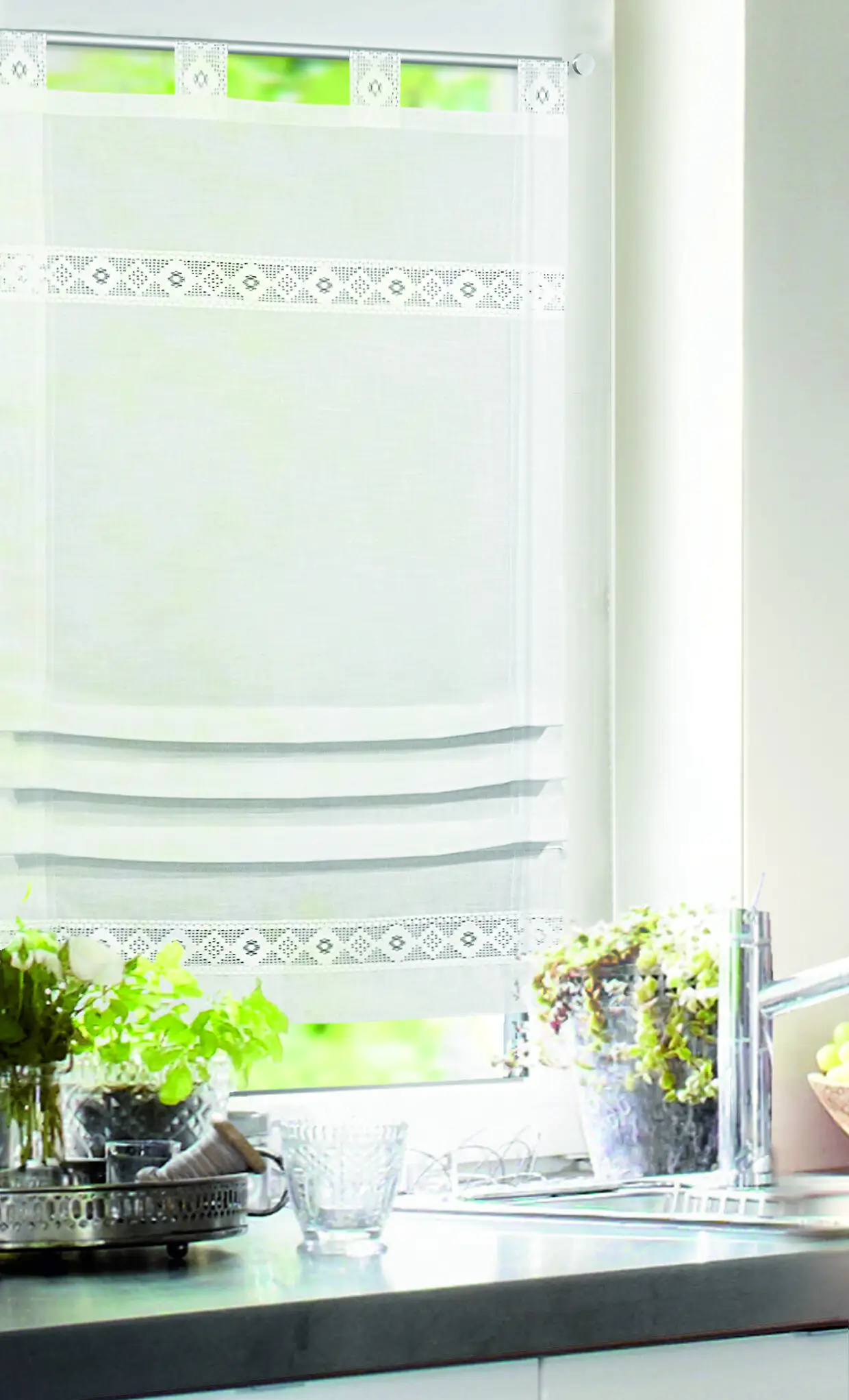 Neusser Collection Landhaus Klippsrollo Daniela weiß, 60 x 120 cm