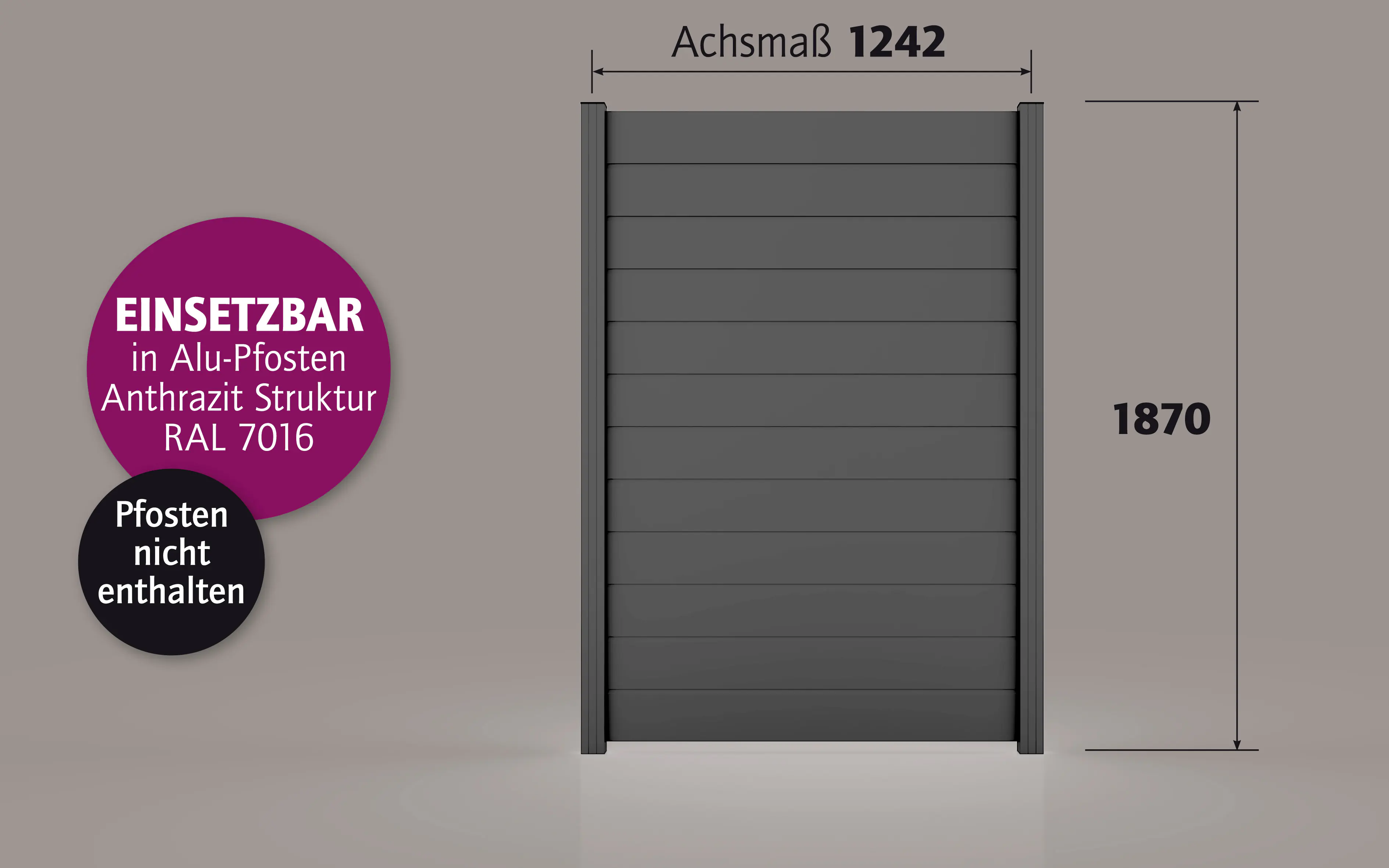 Ambiente Alu-Zaun Paneel 150 B x H: 120 cm x 180 cm, 22 mm stark