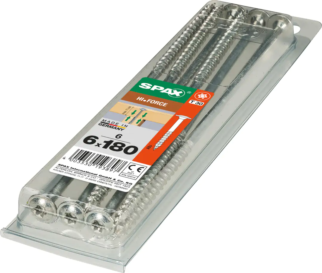 Spax Holzbauschrauben 6.0 x 180 mm TX 30 Tellerkopf - 6 Stk.