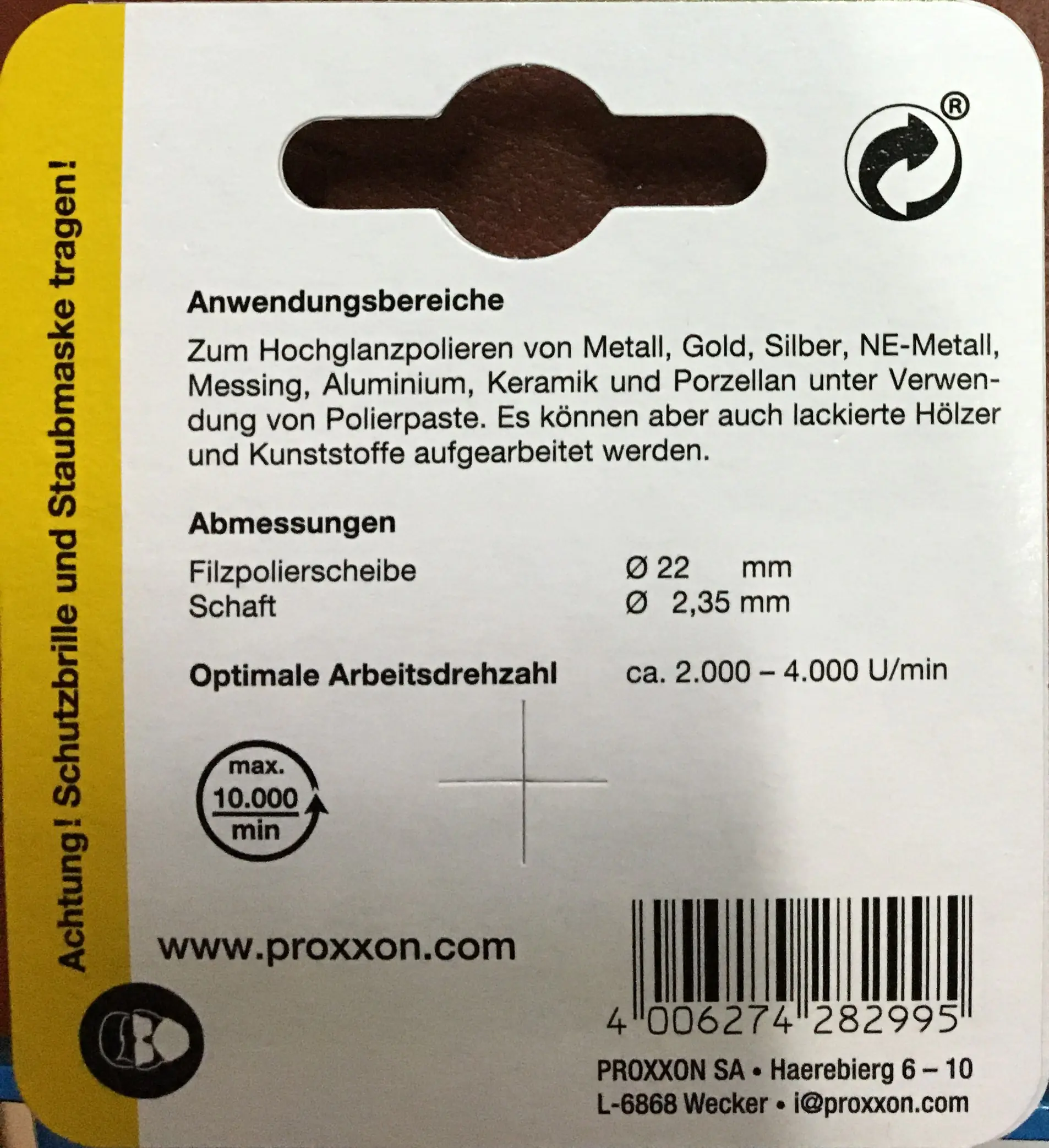 Proxxon Micromot Filzpolierscheibe Ø 22 mm